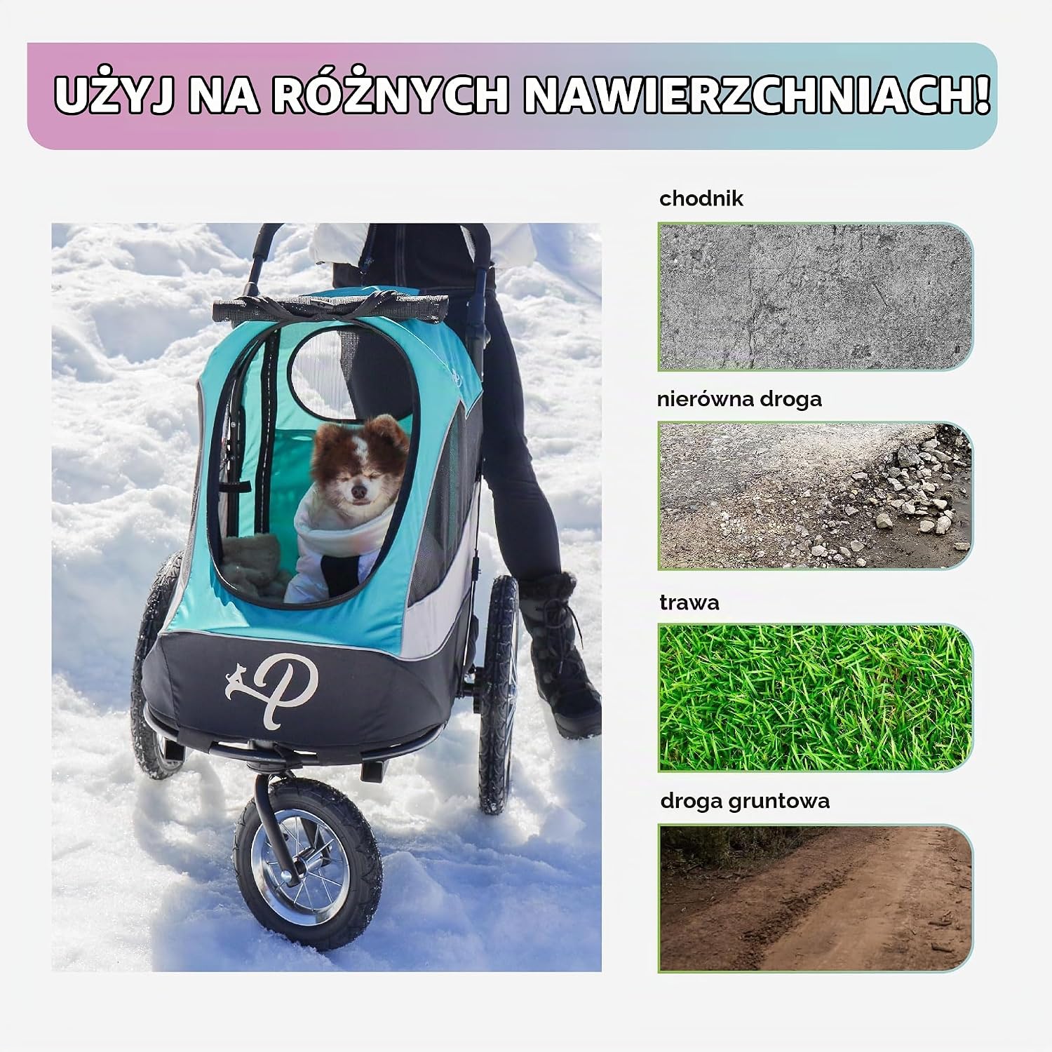 Thumbnail 4 de PETIQUE Trailblazer Jogger Neptune – turkusowy wózek dla zwierząt z wentylacją 360°