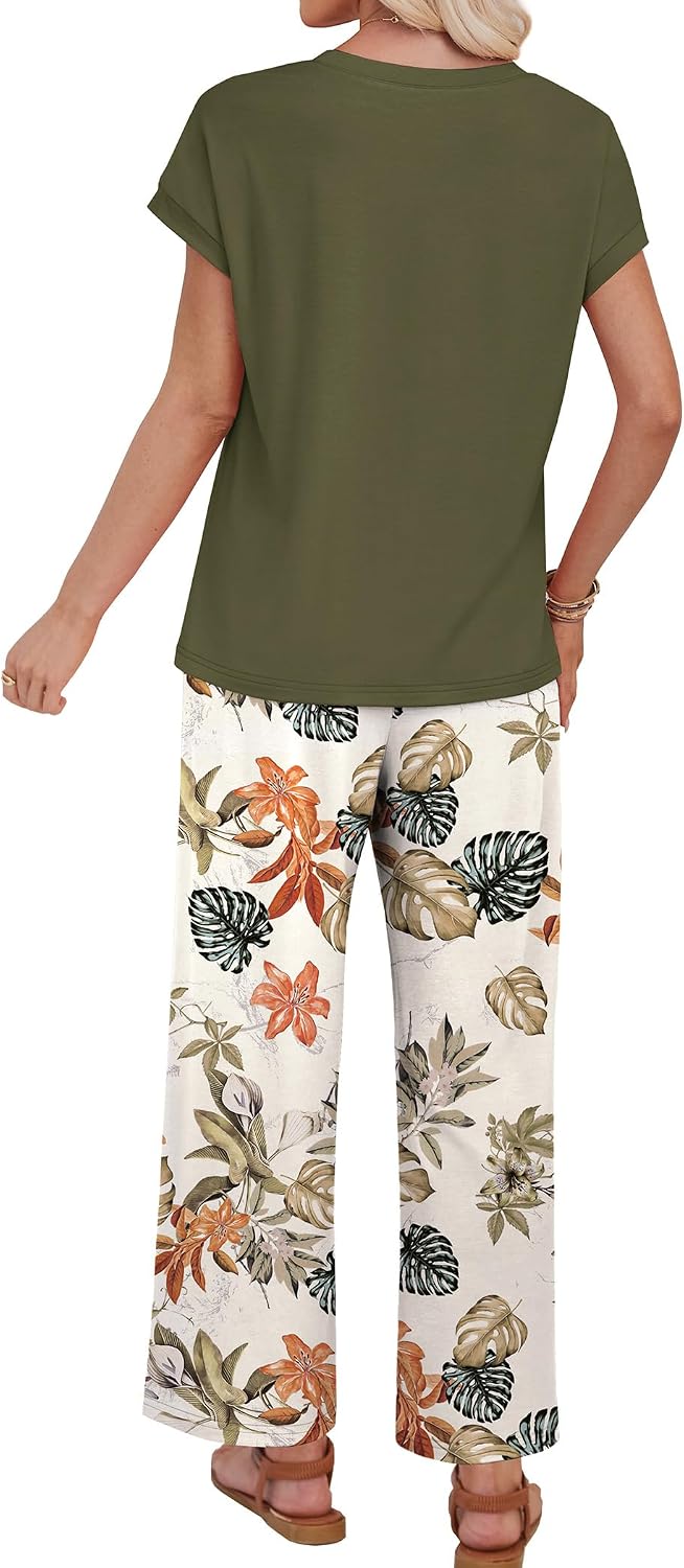 Detalle de WIHOLL Two Piece Sets for Women: Stylish Spring-Summer Lounge & Travel Duo