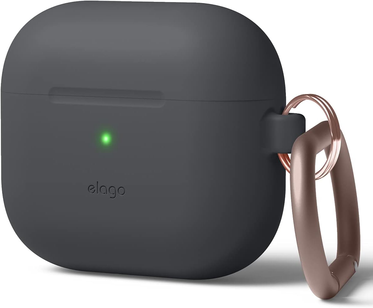 Detalle de elago Coque en silicone avec mousqueton pour AirPods 3 (gris foncé) — protection antichoc et charge sans fil