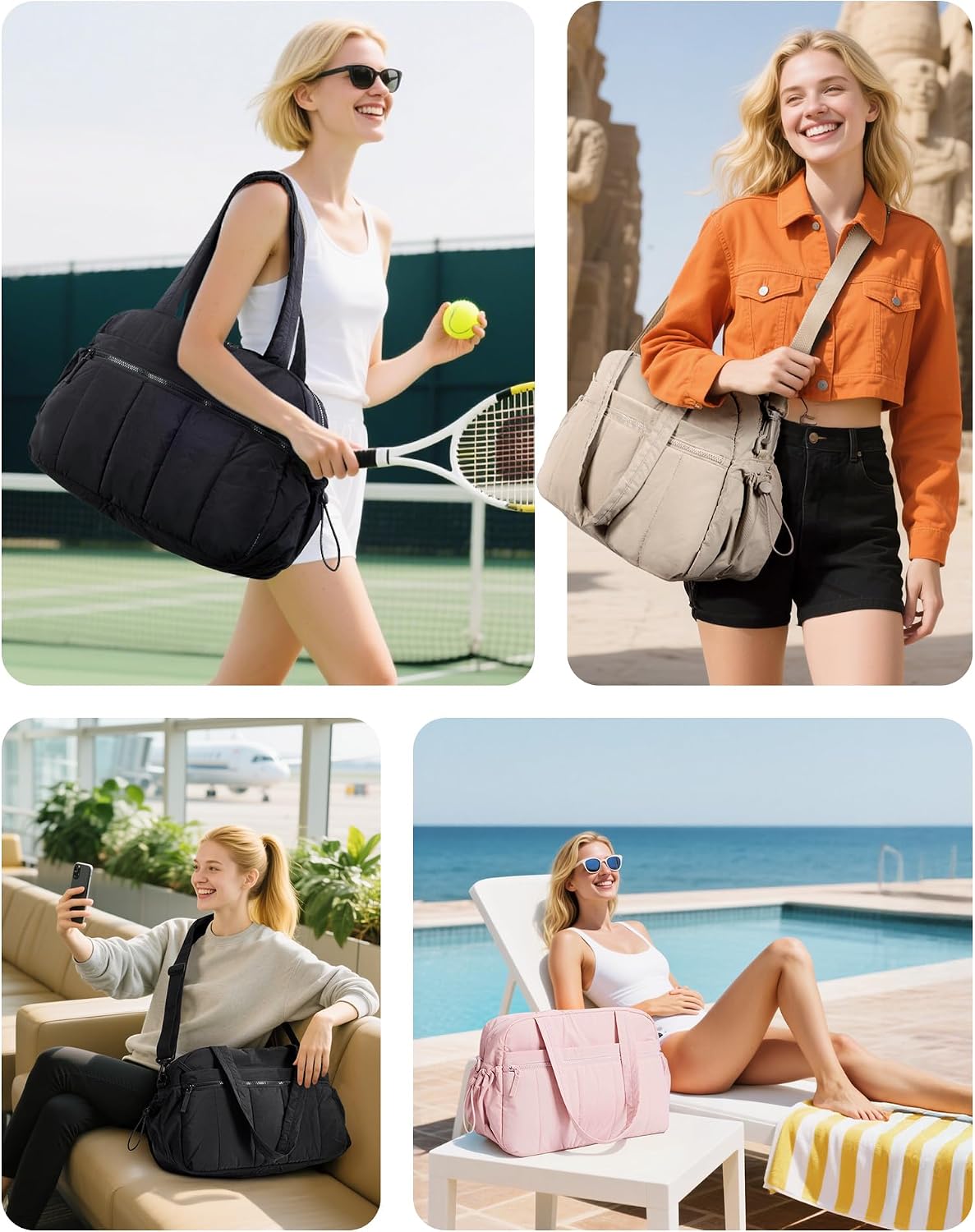 Thumbnail 5 de BAGSMART Puffer Reisetasche 24L – Vielseitige Sporttasche und Wochenendreisetasche in Dunkelrosa