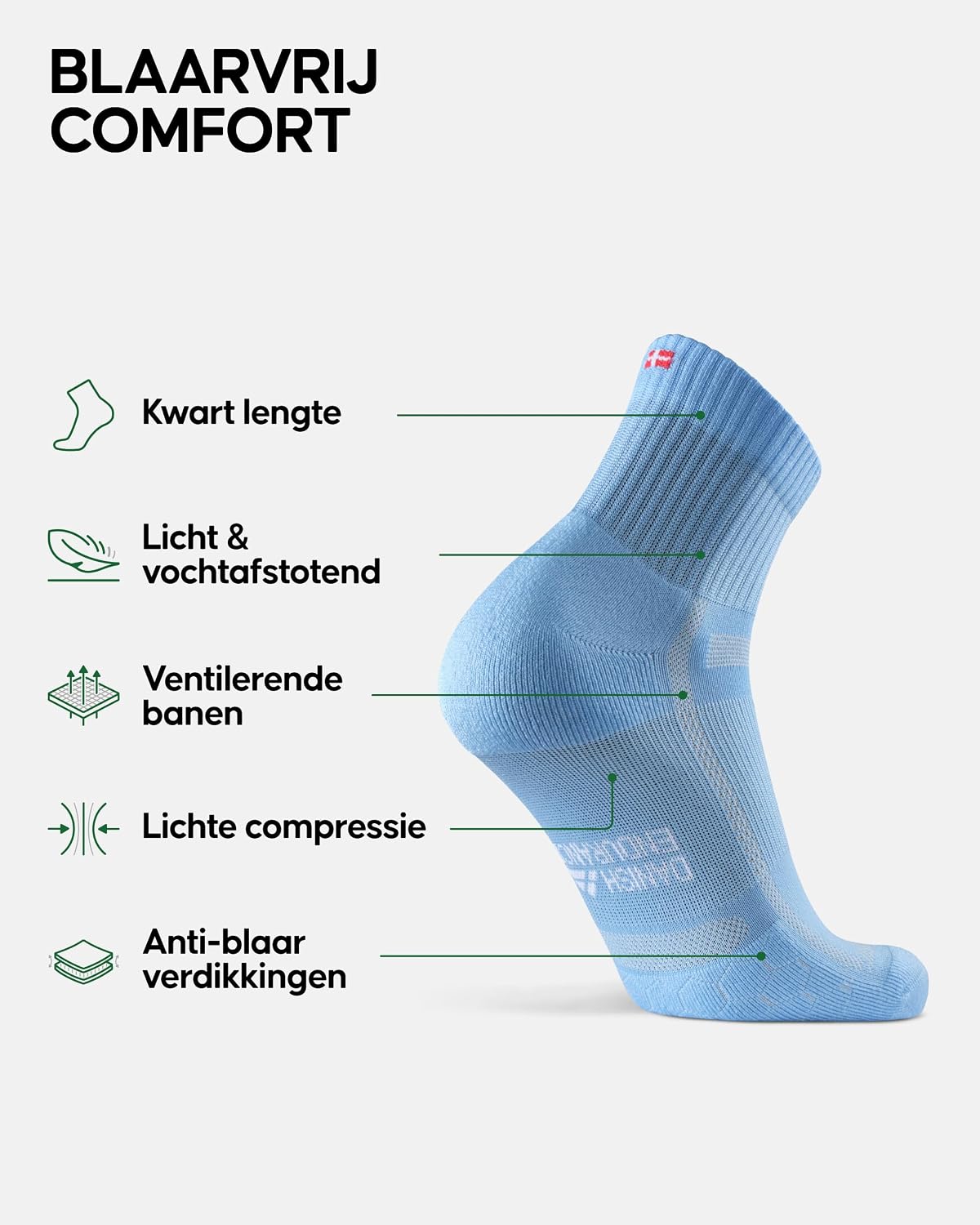 Detalle 2 de DANISH ENDURANCE gevoerde hardloopsokken, kwartlengte met boogondersteuning