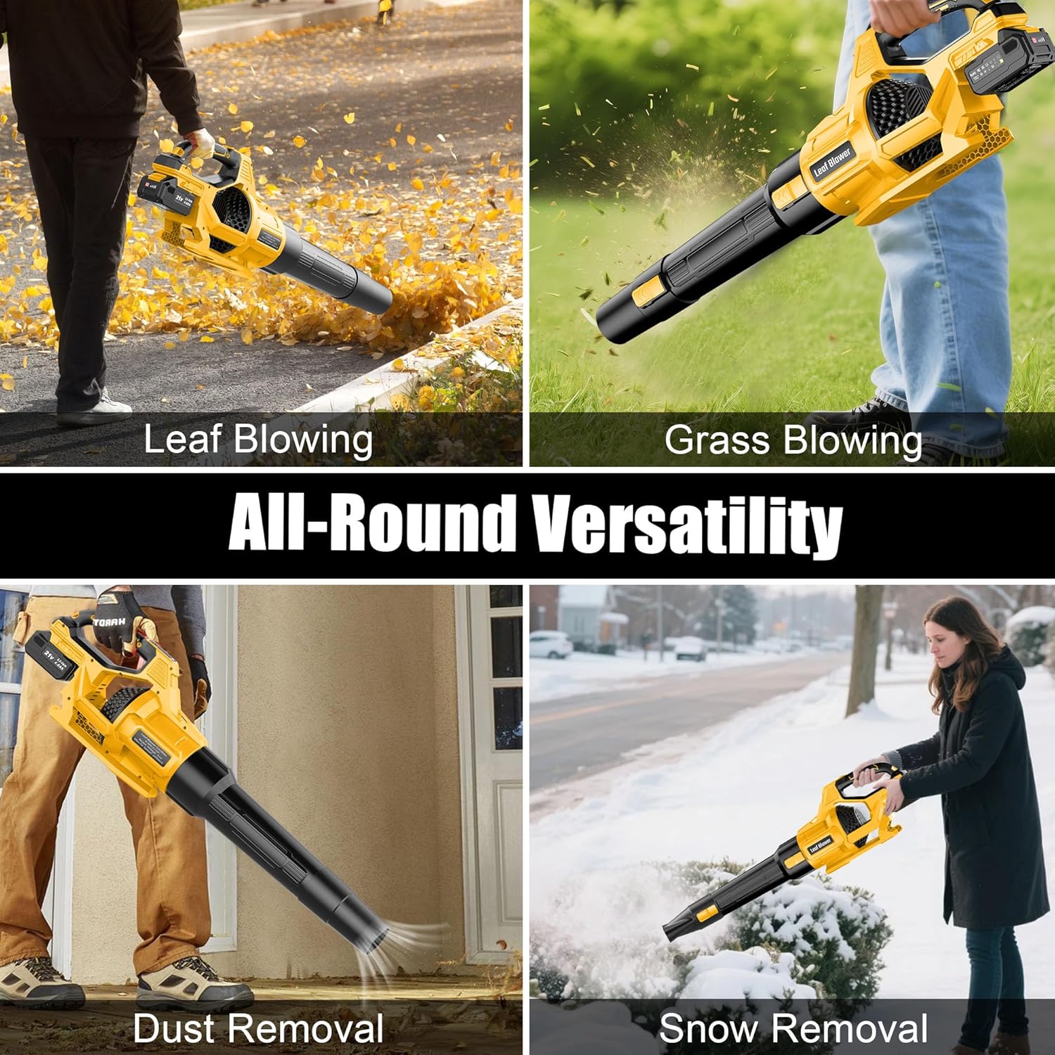 Detalle de JYGMPRO 21V Cordless Leaf Blower with 2 x 4000mAh batteries, 3 speed modes and shoulder strap