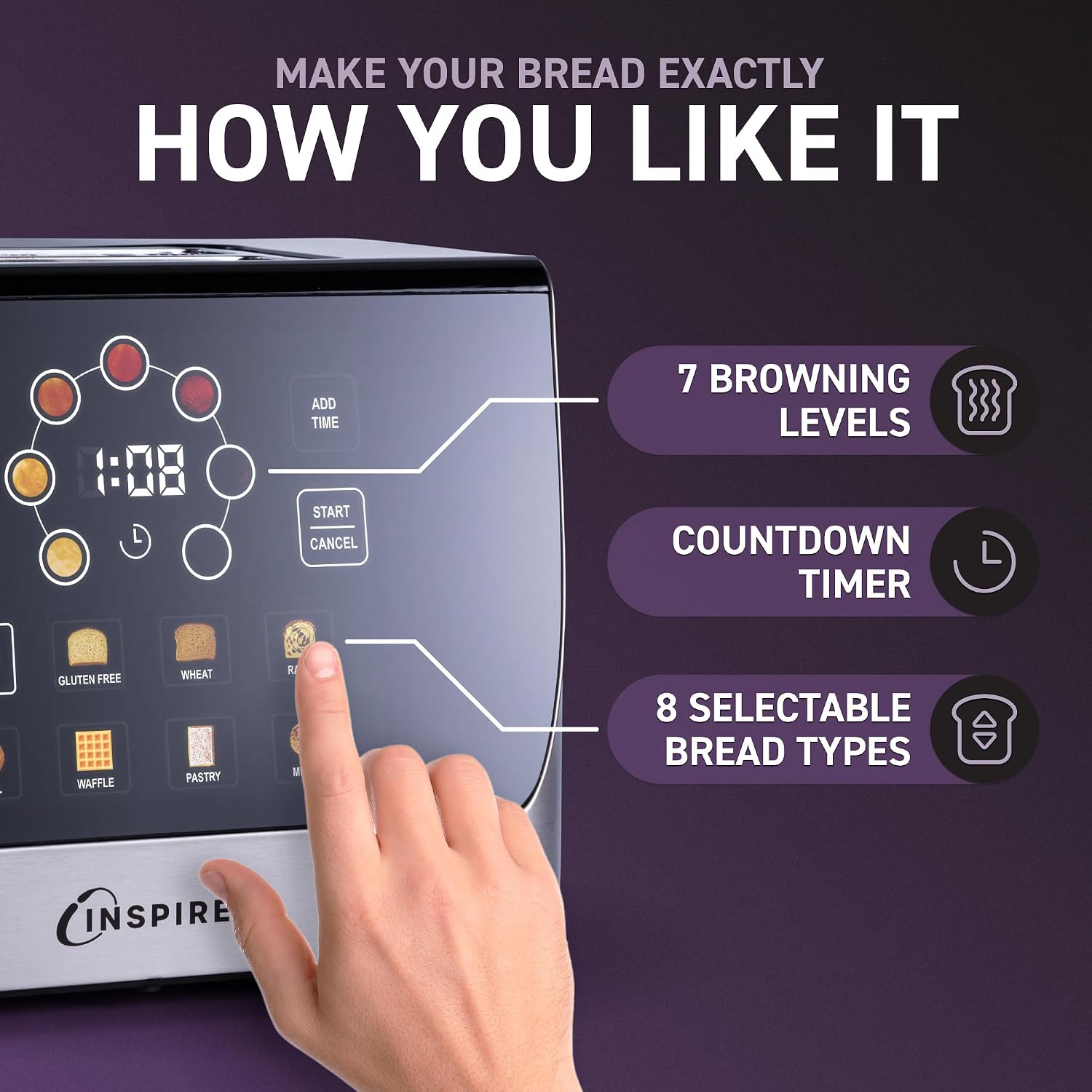 Detalle de Inspirex Touch Screen Smart Toaster 2-slice 🍞