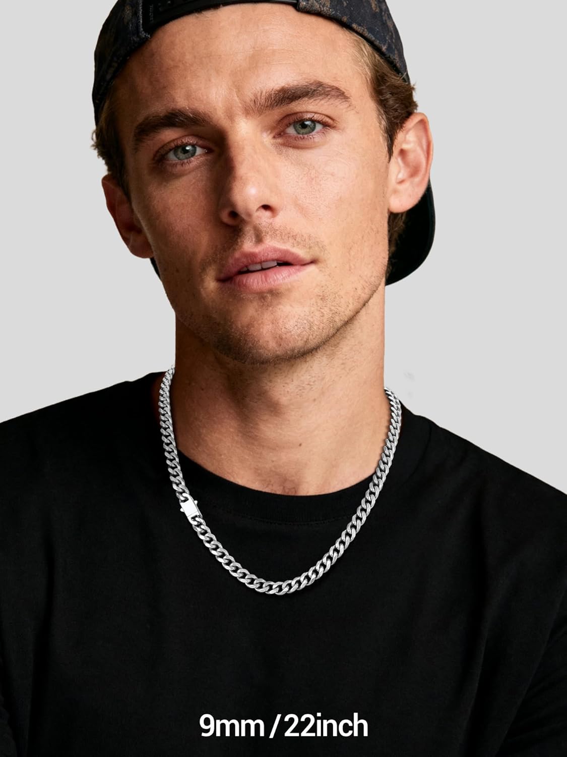 Thumbnail 3 de PROSTEEL Collier homme chaîne cubaine en acier inoxydable / plaqué or, noir mat (6–9–12 mm) — longueurs au choix