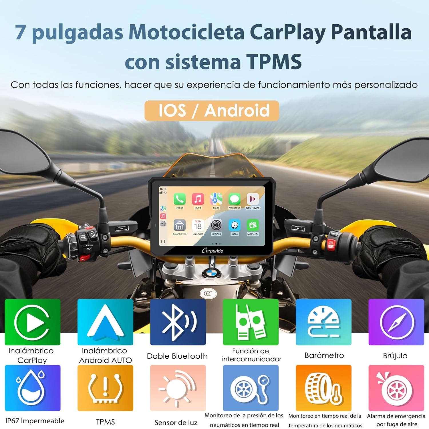 Thumbnail 1 de Carpuride W702T Pro 7" Pantalla para moto