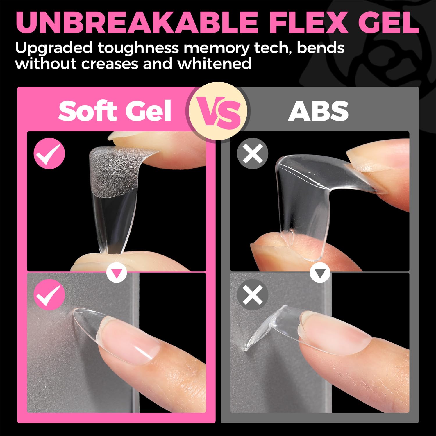 Thumbnail 5 de UNA GELLA Medium Almond Gel Nail Tips, 504-Piece Pre-Etched Clear Full-Cover Set