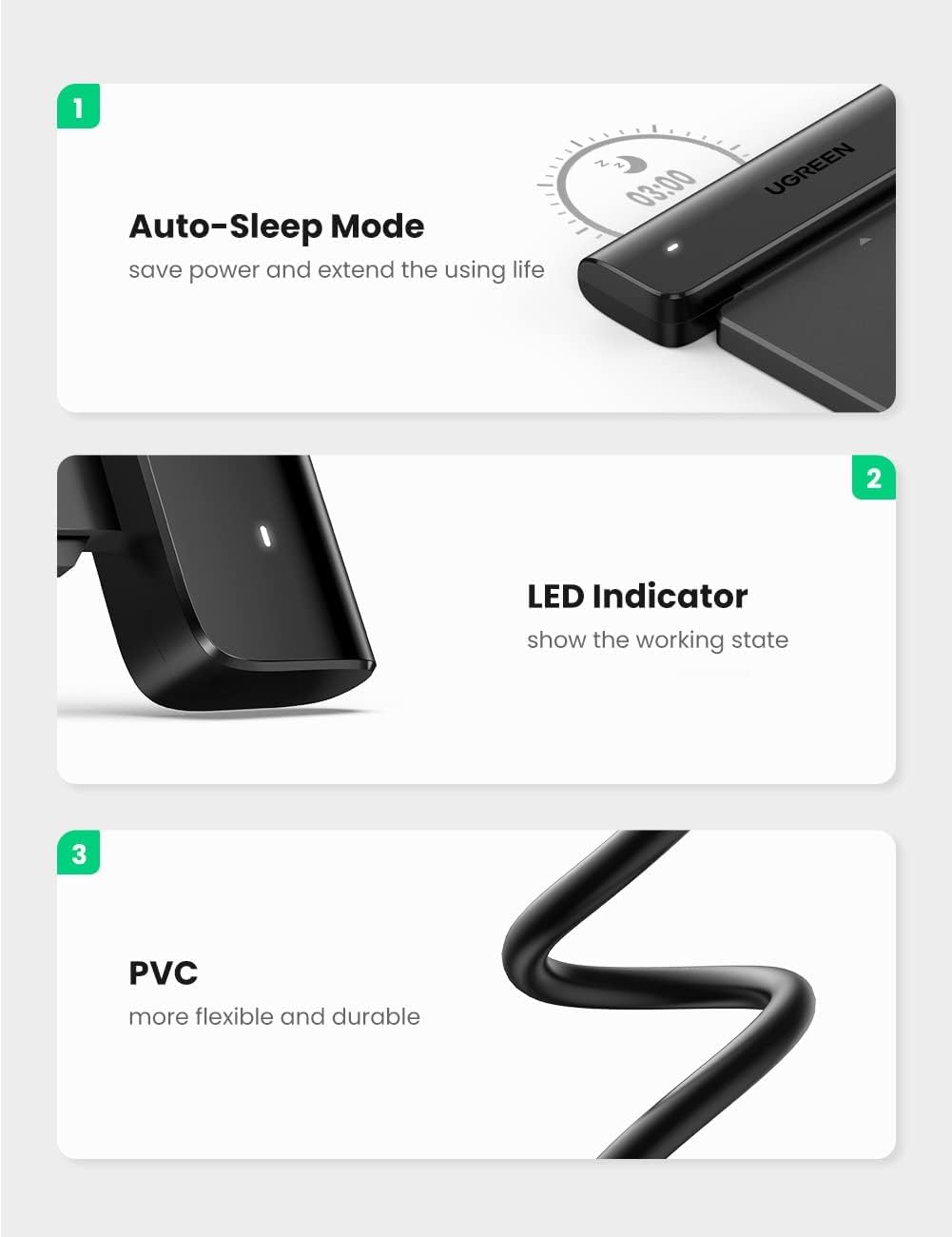 Thumbnail 6 de UGREEN SATA to USB-C Adapter Cable for 2.5" HDD/SSD with UASP (SATA III, Plug and Play)