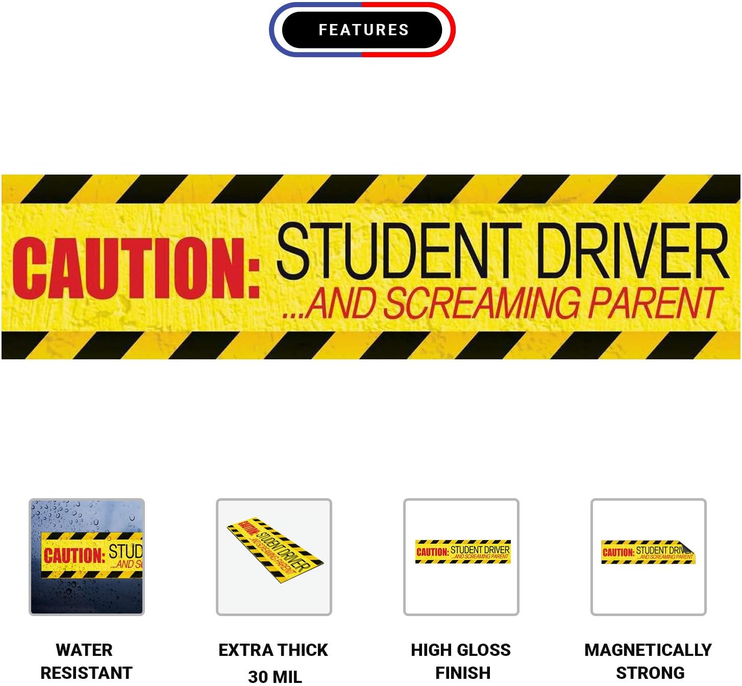 Detalle de Student Driver Car Magnet 12 x 3 inches