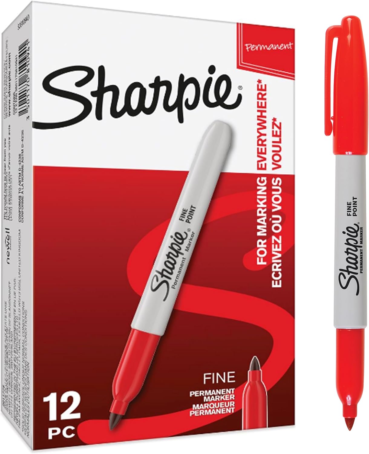 Sharpie punta fine rosso 12 pezzi ✒