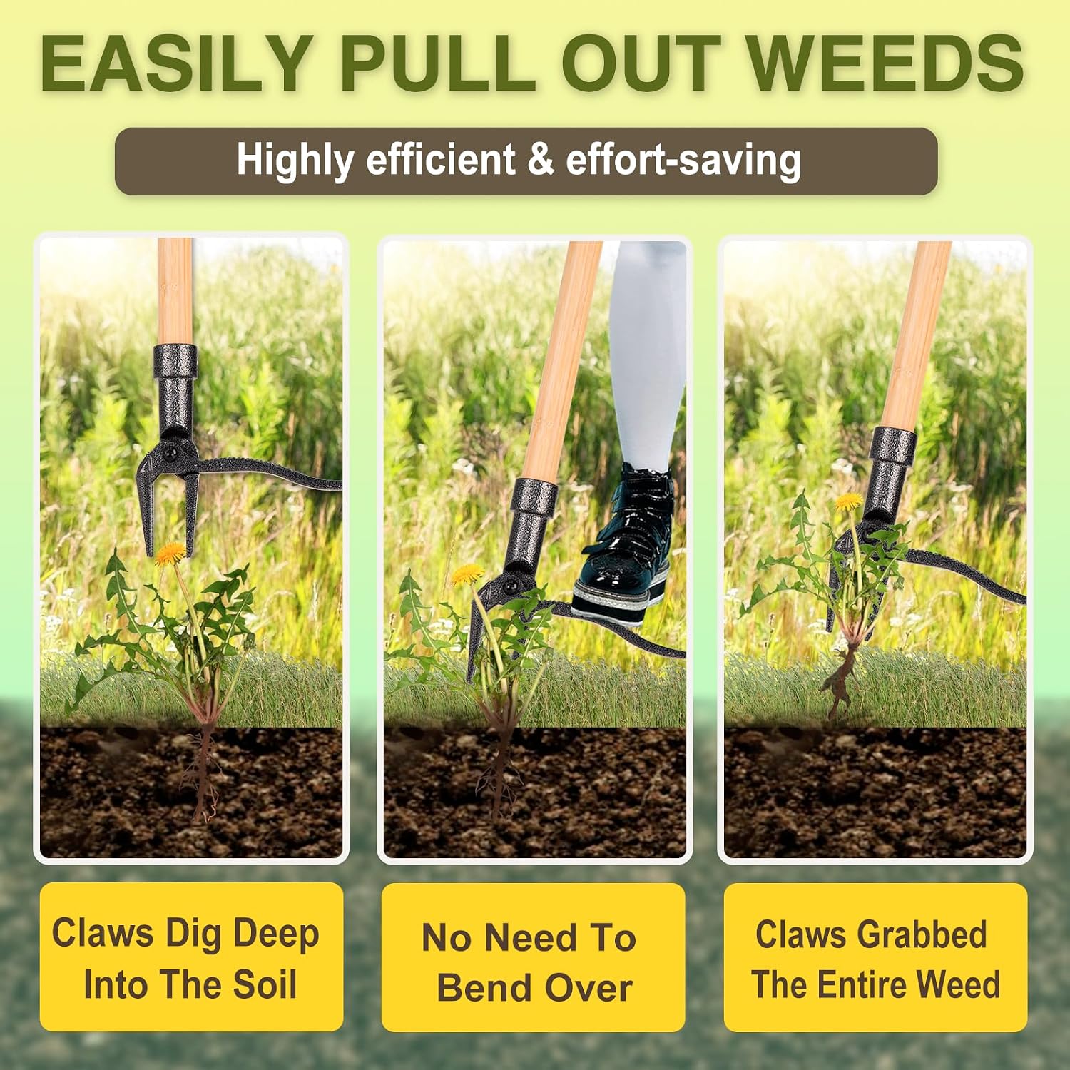 Thumbnail 2 de CRAFTZONE Long-Handled Weeder with 4-Prong Head and 3-Section Telescoping Shaft
