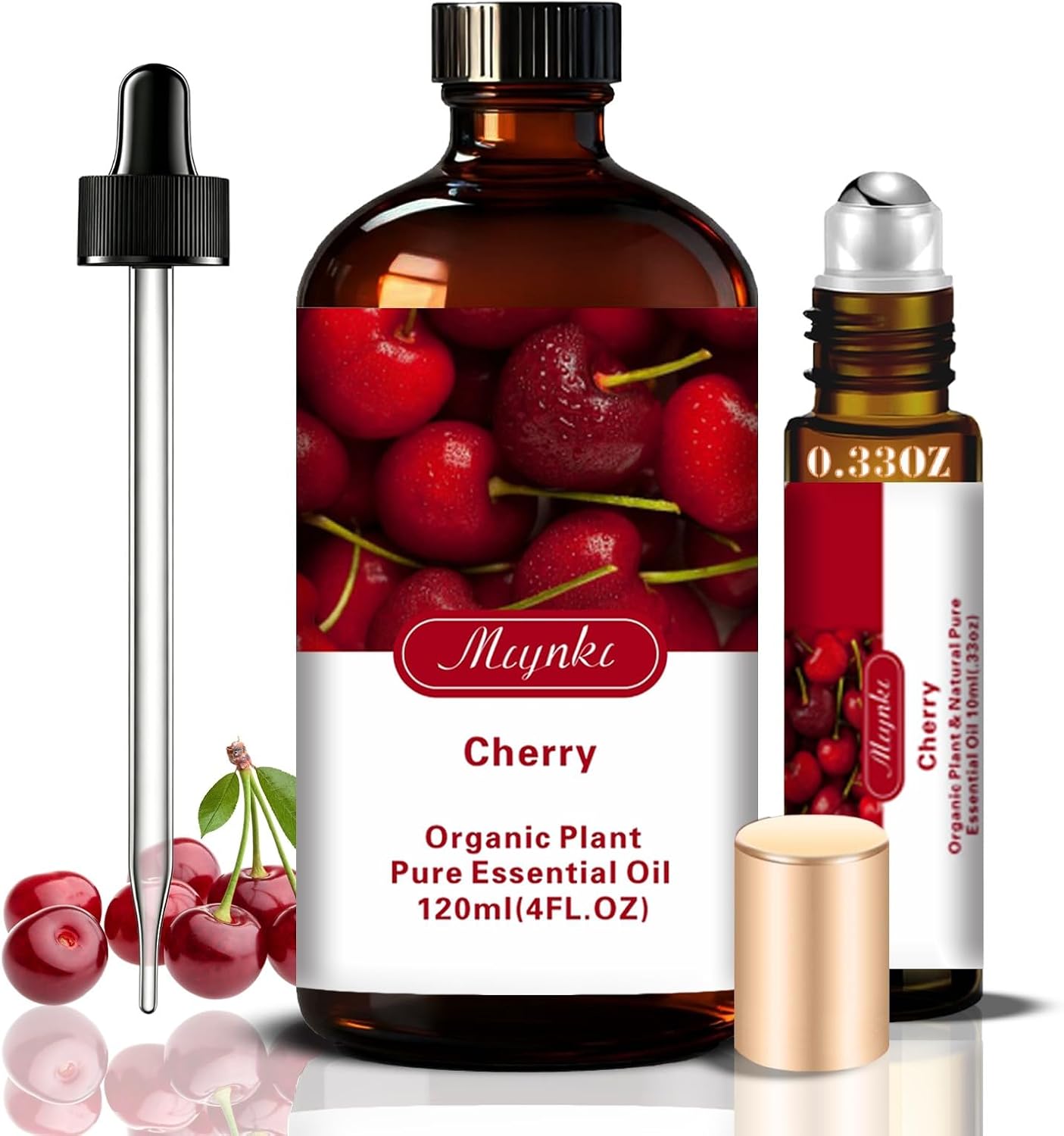 Detalle de Cherry Essential Oil 4oz + Roll-On (10ml): Aromatic Diffuser Companion for Home and Office