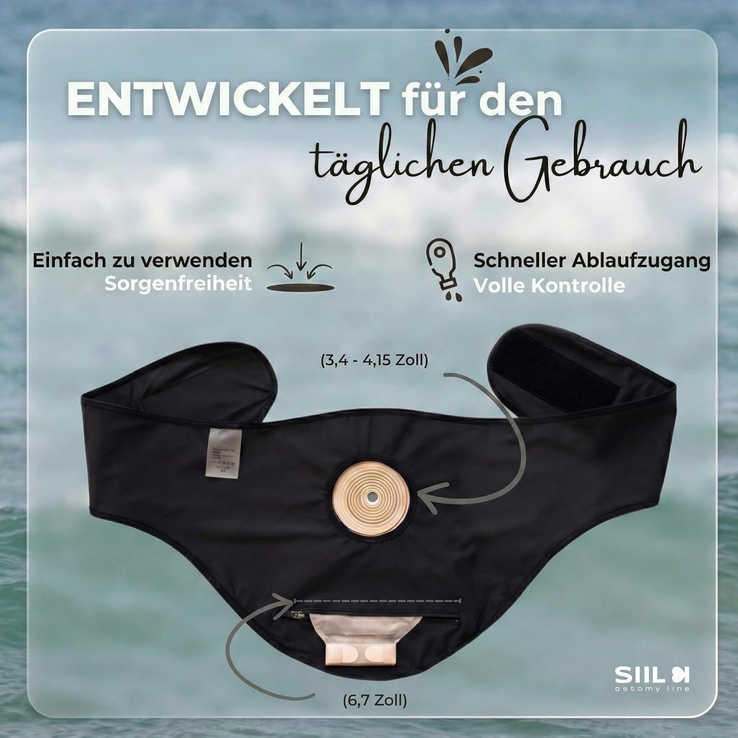 Thumbnail 3 de SIIL Stoma Gürtel Schwarz – Ostomy Belt für Sport & Schwimmen, mit Innentasche für Stomabeutel