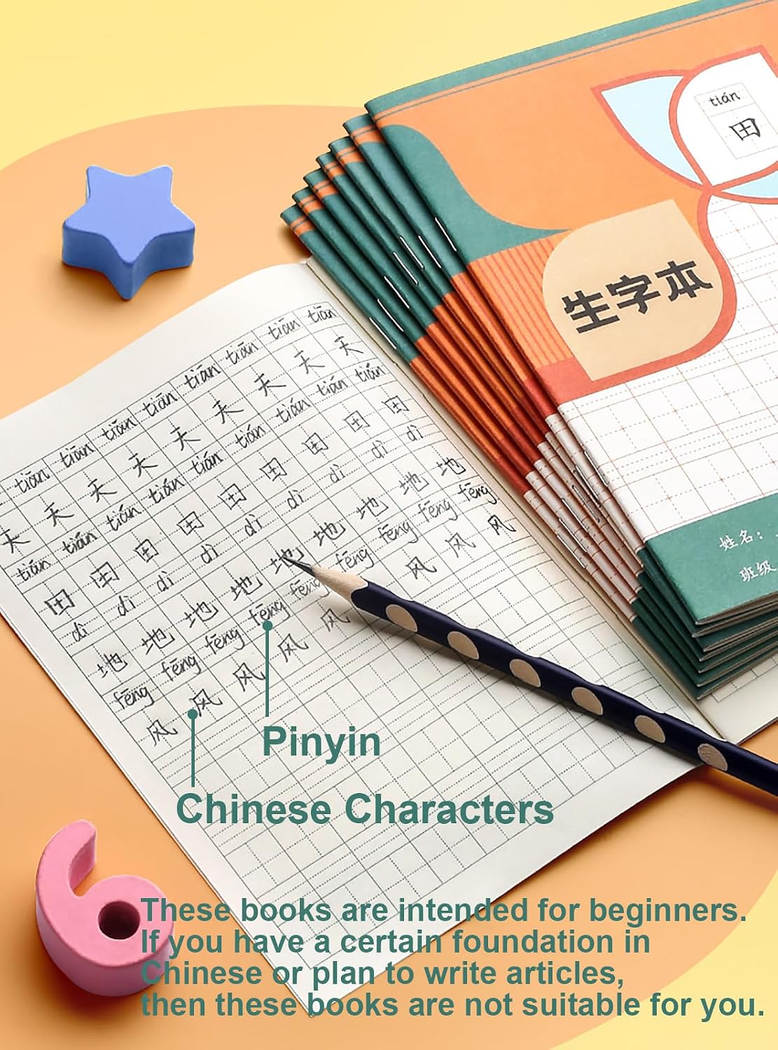 Detalle de KAFENDA Chinese Character Exercise Books, Pack of 10