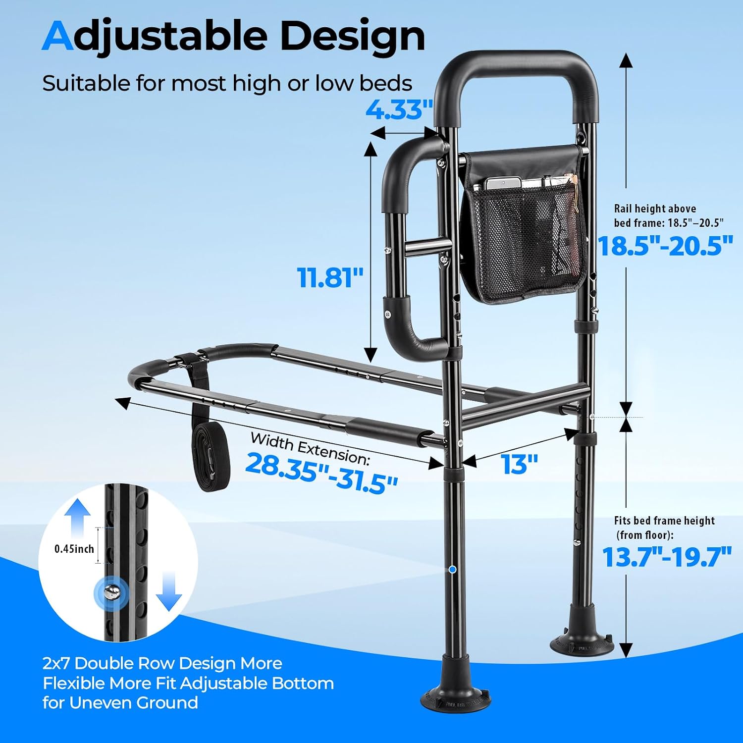Thumbnail 2 de Bed Rails for Elderly Adults Safety: ASTM Tested 400 LBS Bed Assist Rail with Side Handle