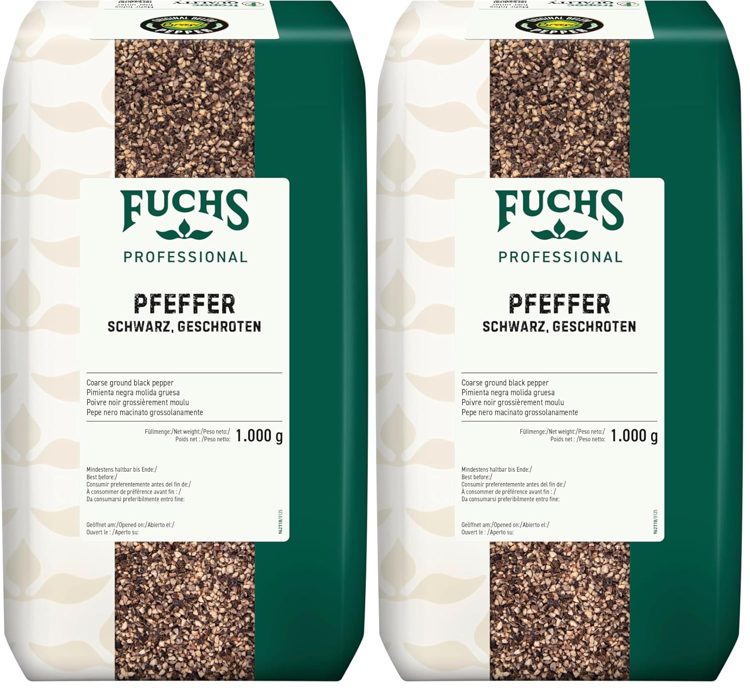 Thumbnail 5 de Fuchs Professional Pfeffer schwarz geschrotet – 1 kg im Beutel, grob gemahlen, mit Streuaufsatz