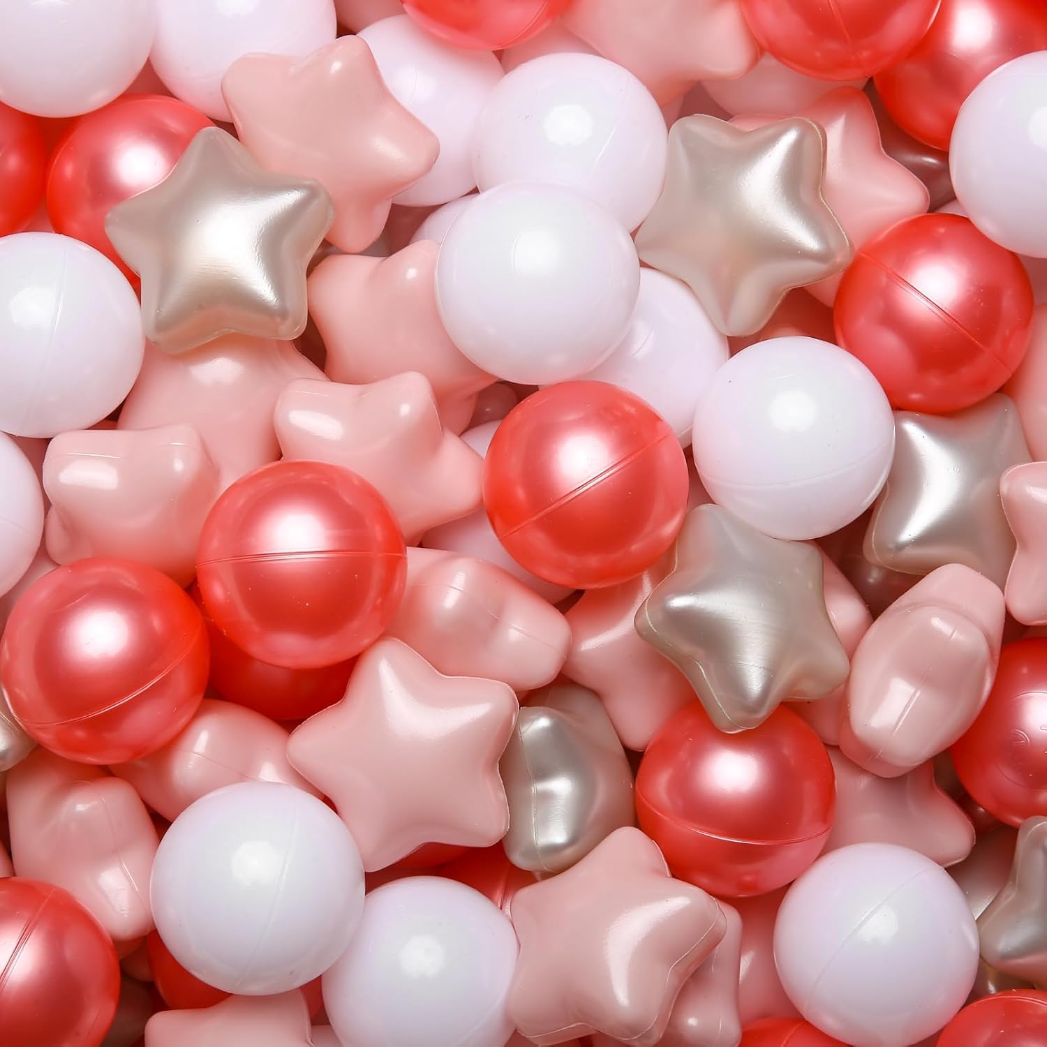 Detalle de GOGOSO Ball Pit Balls for Toddlers (Pearl Red, Pink, Pearl Gold + White) 100PCS