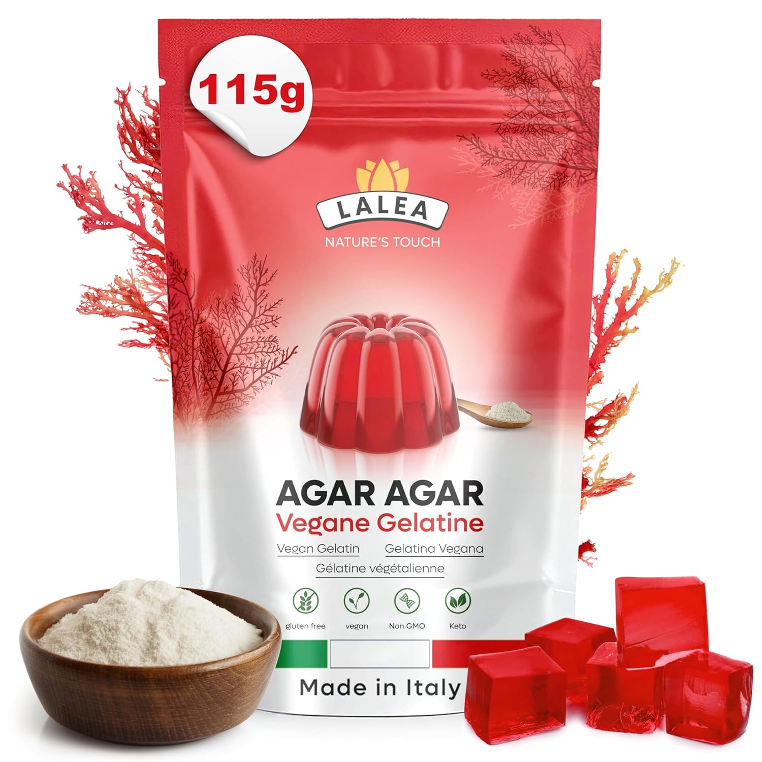 Detalle 2 de Agar Agar Pulver 300g – Veganes Gelatinepulver, Glutenfrei, Halal & Koscher