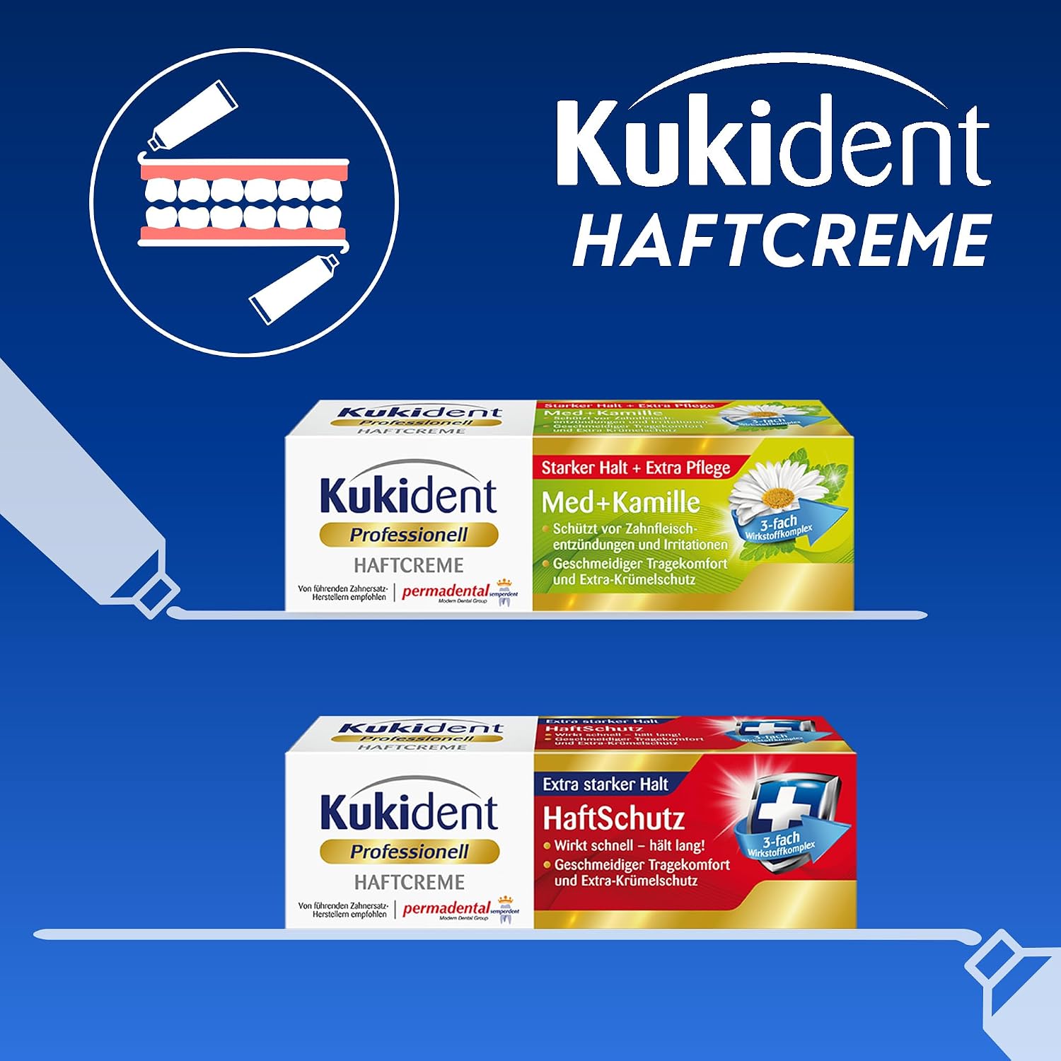 Thumbnail 4 de Kukident Professionell Haftcreme Med + Kamille – Starker Halt für Voll- und Teilprothesen (40 g)