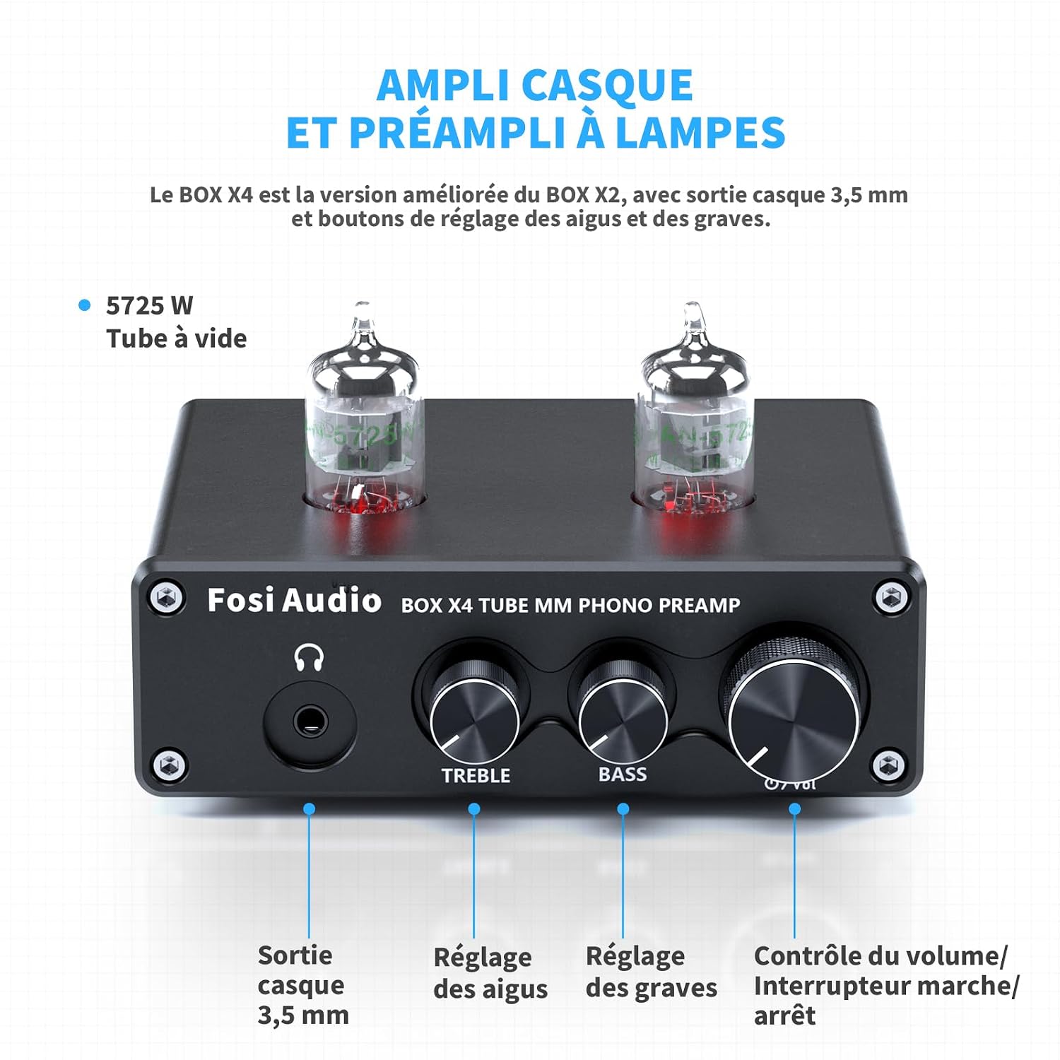 Detalle de Fosi Audio BOX X4 préampli phono à tubes ⚙