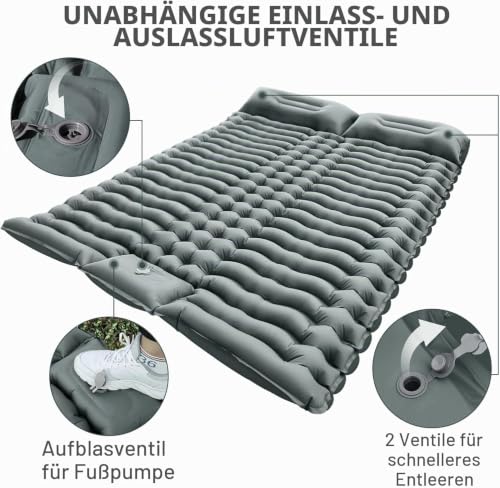 Detalle de Yuzonc Doppelschlafmatte – ultraleichte 2-Personen-Campingmatte mit Fußpumpe