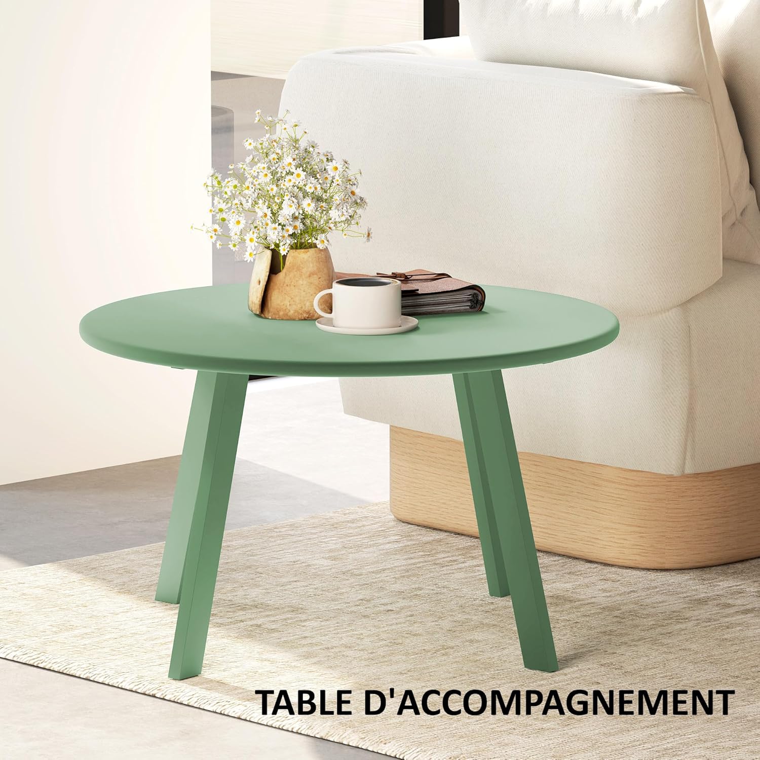 Thumbnail 6 de Outsunny Petite table basse ronde en métal Ø 70 x 42 cm verte
