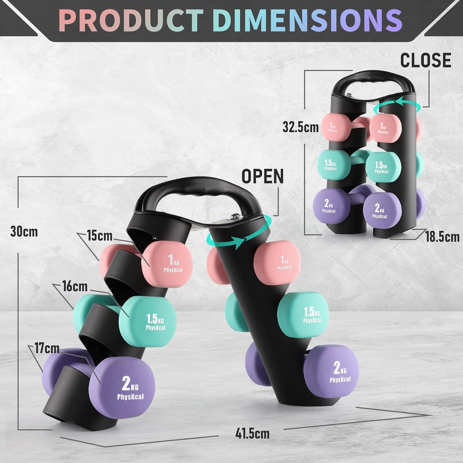 Thumbnail 5 de PhysKcal Dumbbells Set 1–2kg