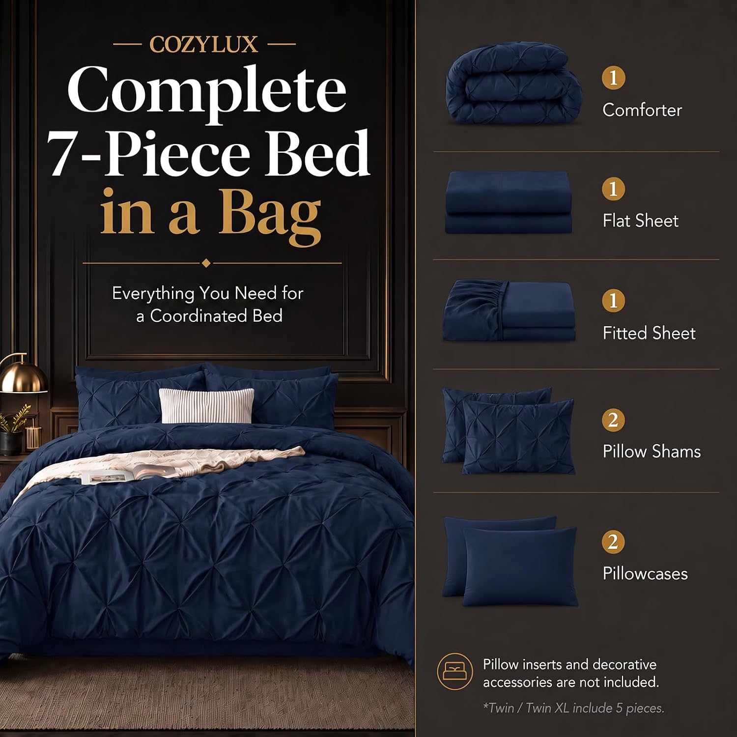 Detalle de CozyLux Queen Comforter Set