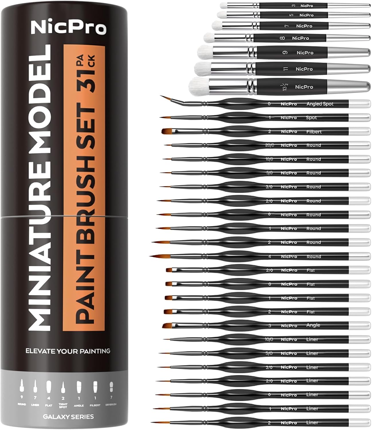 Detalle de Nicpro Feine Pinsel – 31-teiliges Set