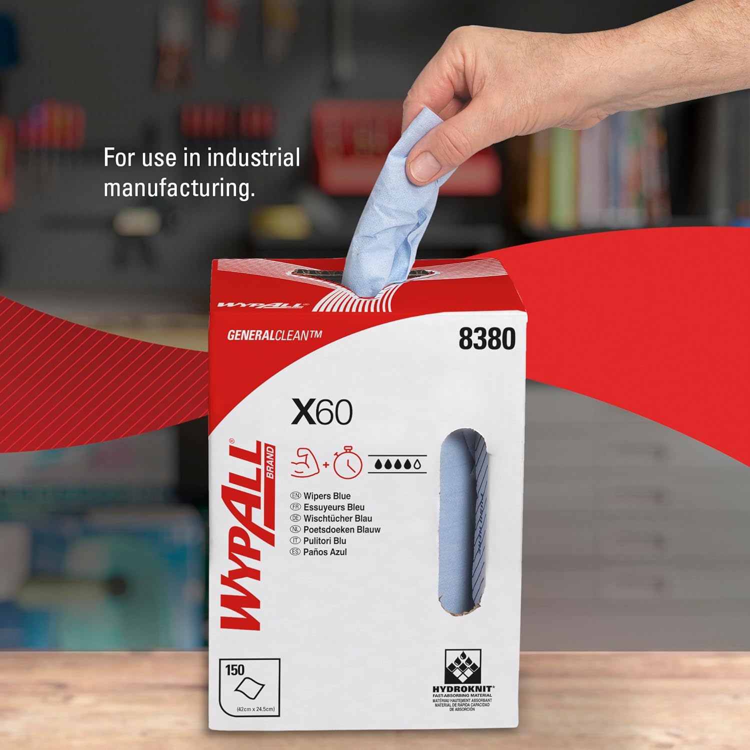 Thumbnail 4 de WypAll X60 8380 - Paños de limpieza azules en rollo