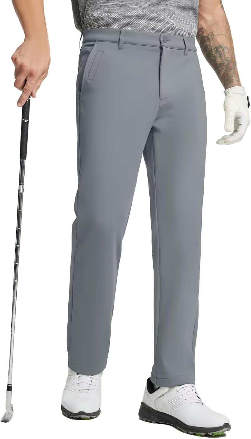 Detalle de M MAELREG Fleece-Lined Golf Pants for Men, Water-Resistant Stretch Softshell