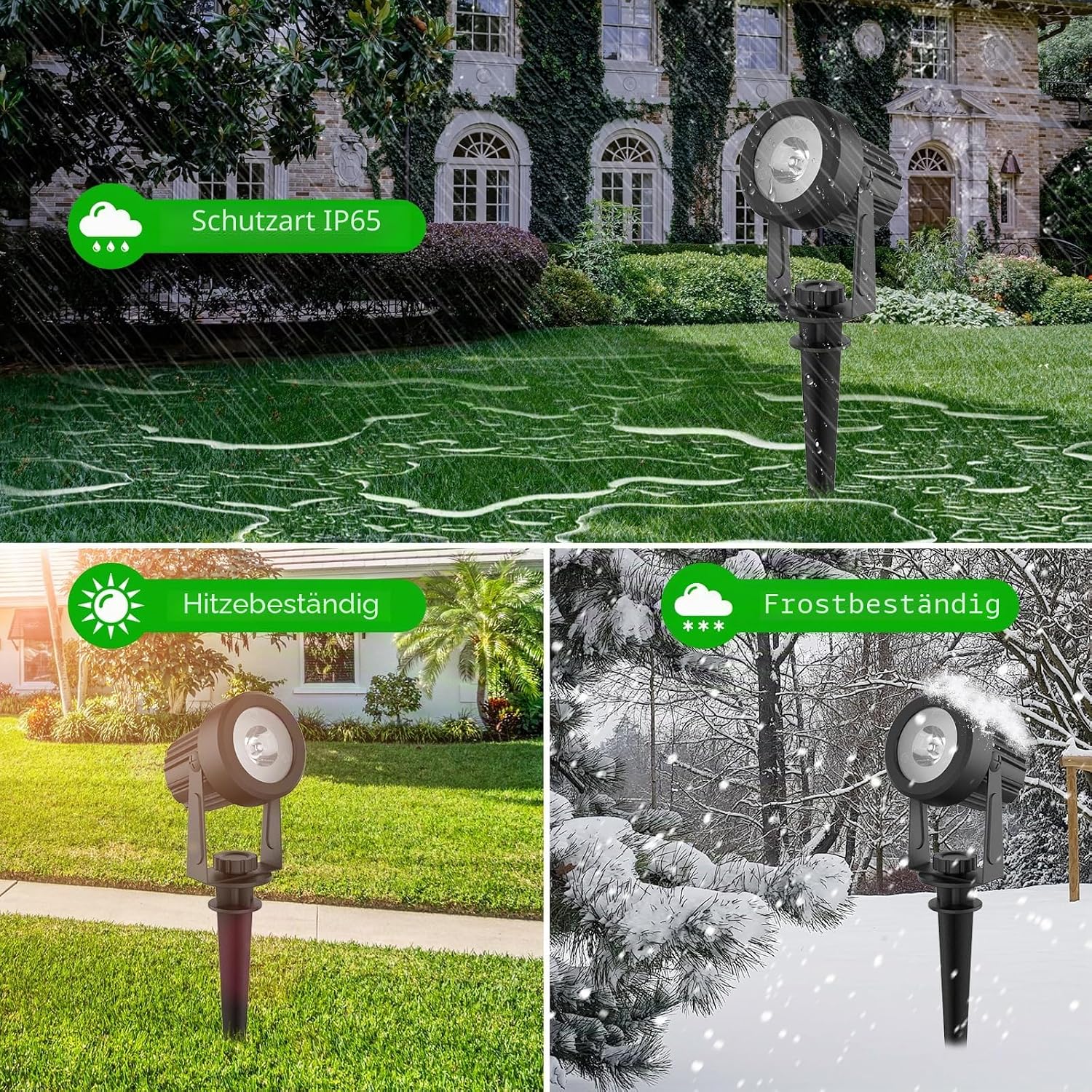 Detalle de T-SUNUS Solarstrahler Außen – zuverlässige Gartenbeleuchtung mit 2 Modi, IP65, getrenntes Panel
