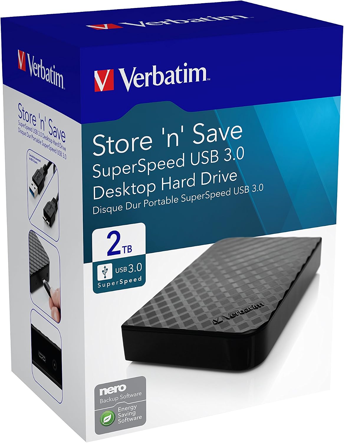 Thumbnail 4 de Verbatim Store n' Save 47683-X, zewnętrzny dysk HDD 2 TB USB 3.0, 3,5 cala
