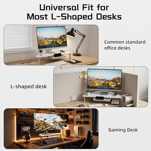 Detalle de ETHU Triangle Corner Monitor Stand Riser with Drawer, White