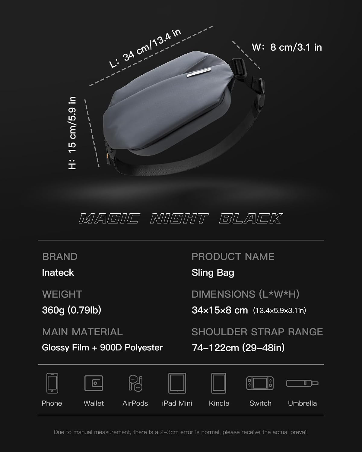 Thumbnail 1 de Inateck Sling Bag X 4L water-resistant sling bag