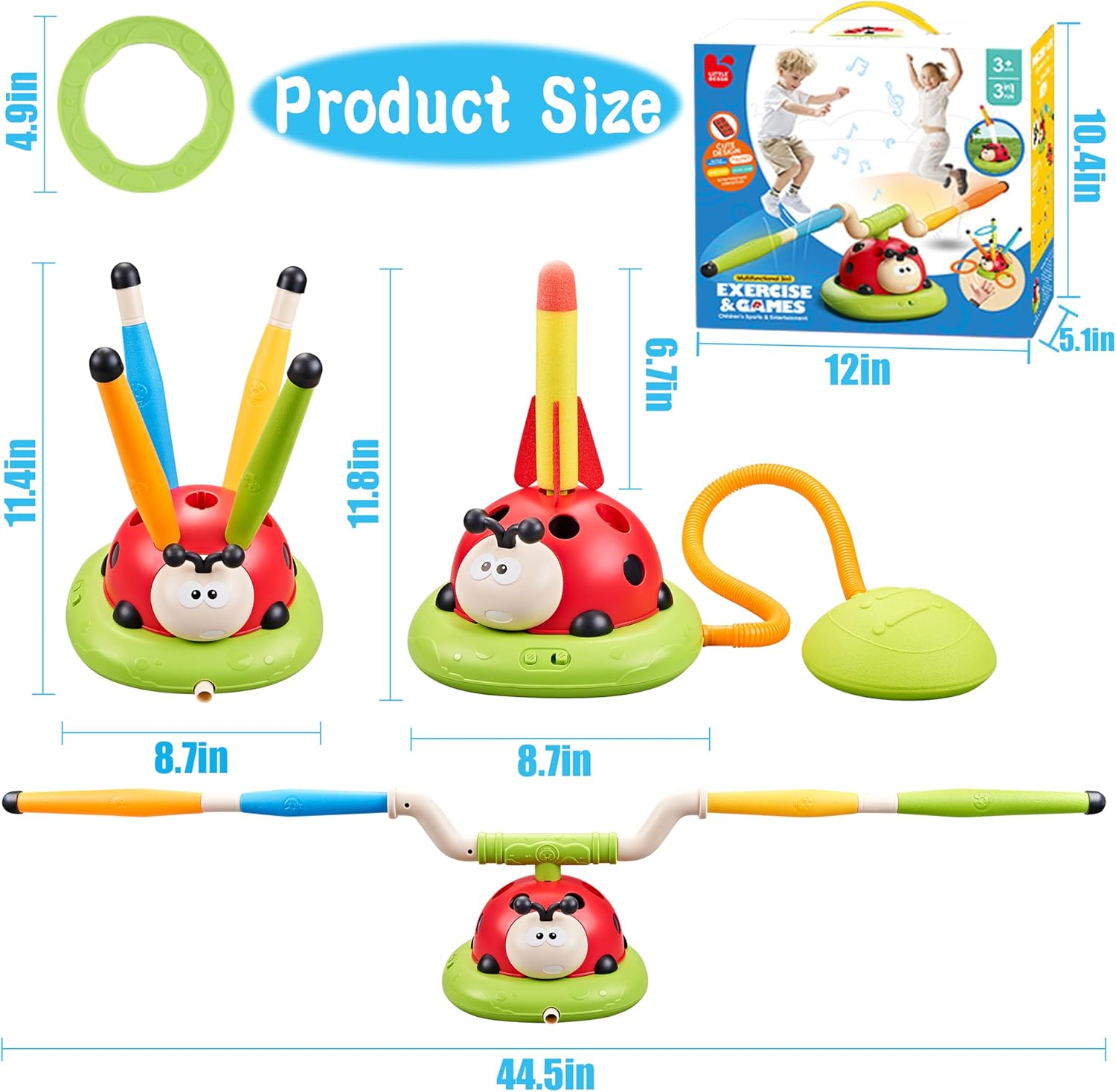 Thumbnail 5 de Engfa 3-in-1 Musical Jump, Toss Ring Game, and Stomping Rocket Launcher: A 3-Toys-in-One Outdoor/Indoor Favorite
