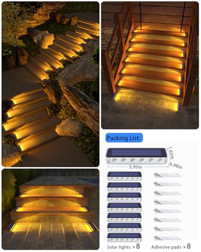 Detalle de DetarZinLED Luci Solari da Esterno Giardino, Bianco Caldo – 8 Pezzi