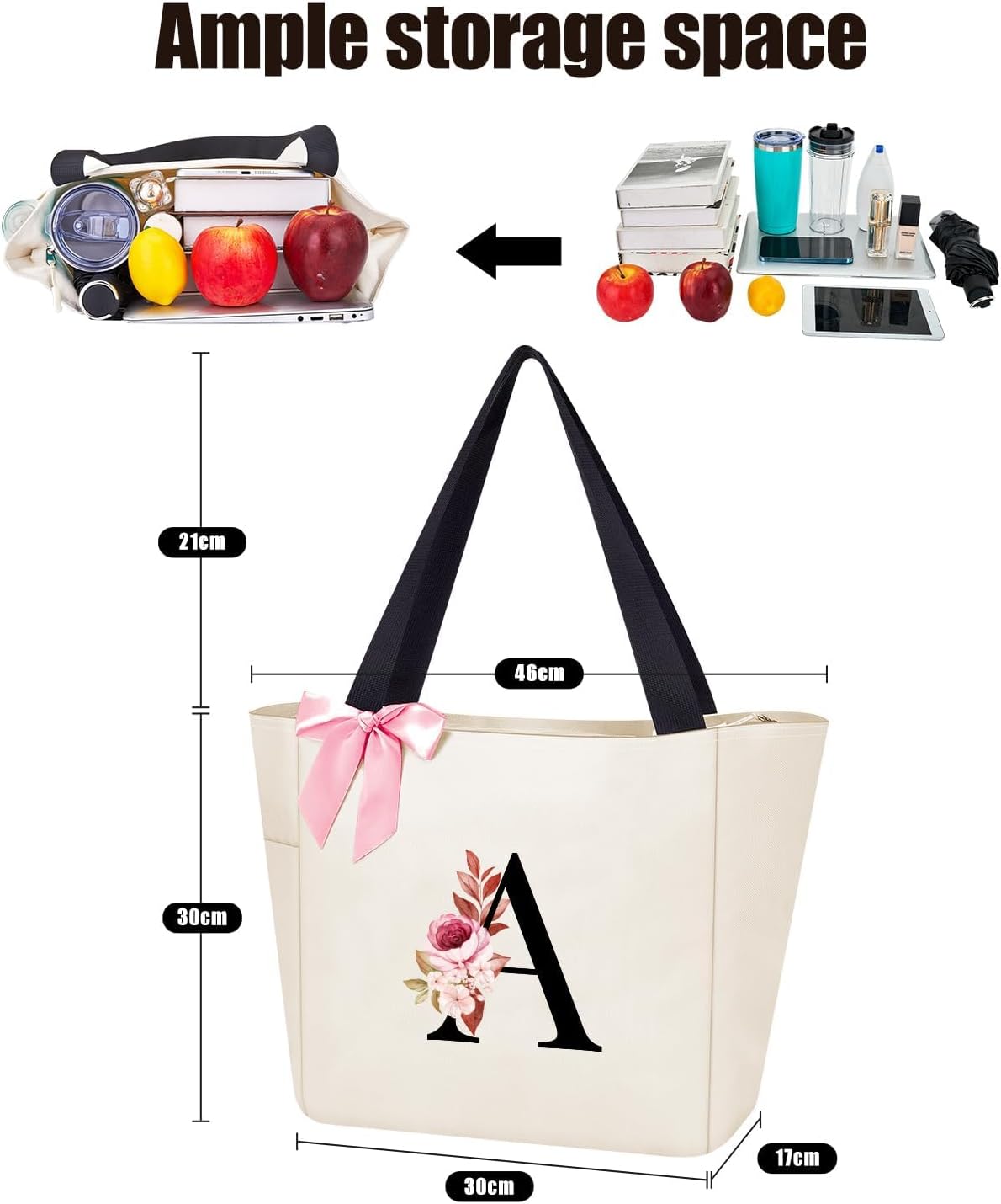 Thumbnail 2 de Vavabox A-Z Initial Personalized Tote Bag 46x30cm
