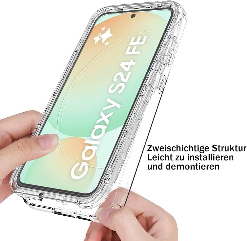 Thumbnail 3 de Leedia Coque de protection complète transparente pour Samsung Galaxy S24 FE 6,65" – 360° anti-chocs avec film d’écran intégré