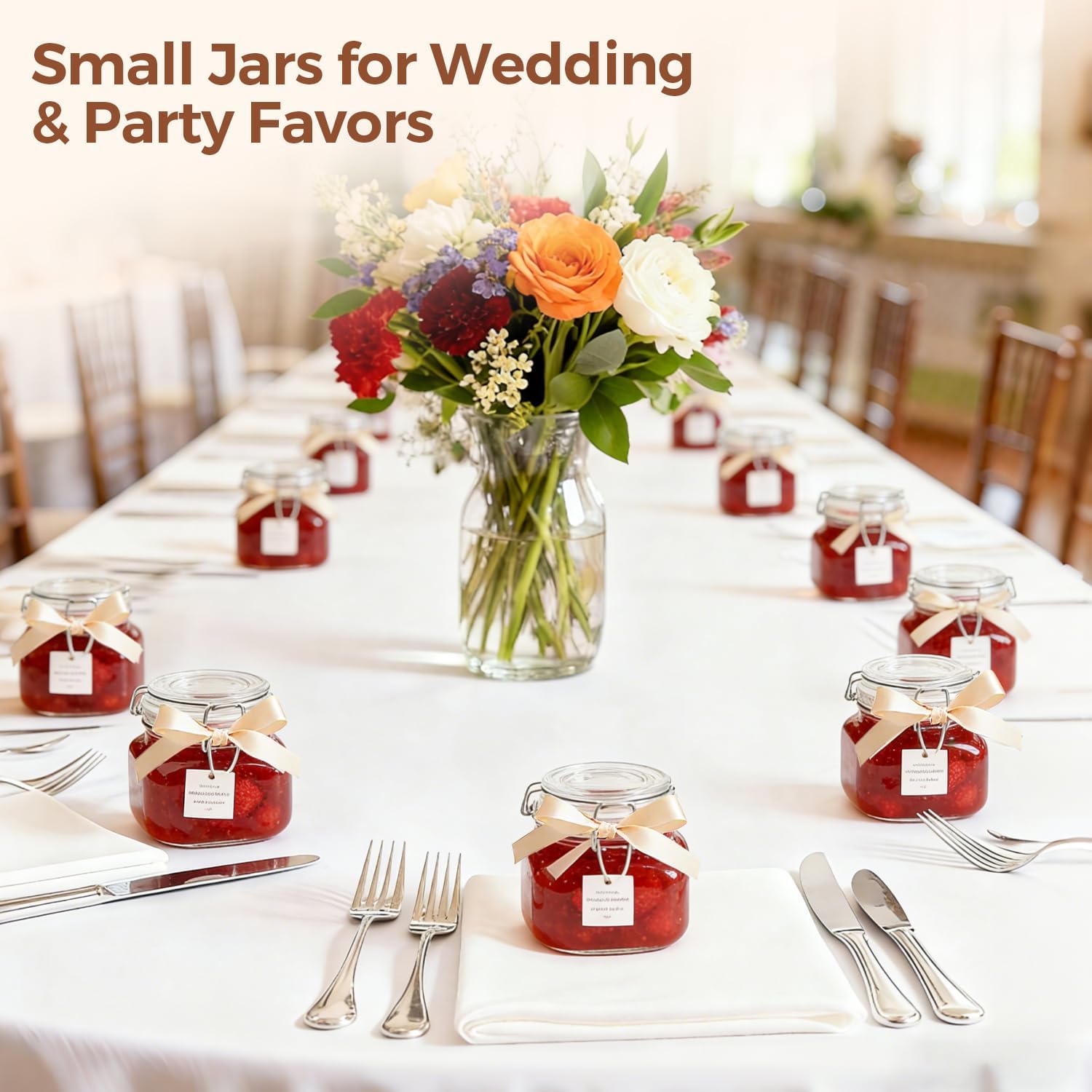 Thumbnail 5 de ComSaf Set of 6 Square Glass Jars with Airtight Wire Clamp Lids (17 Oz)