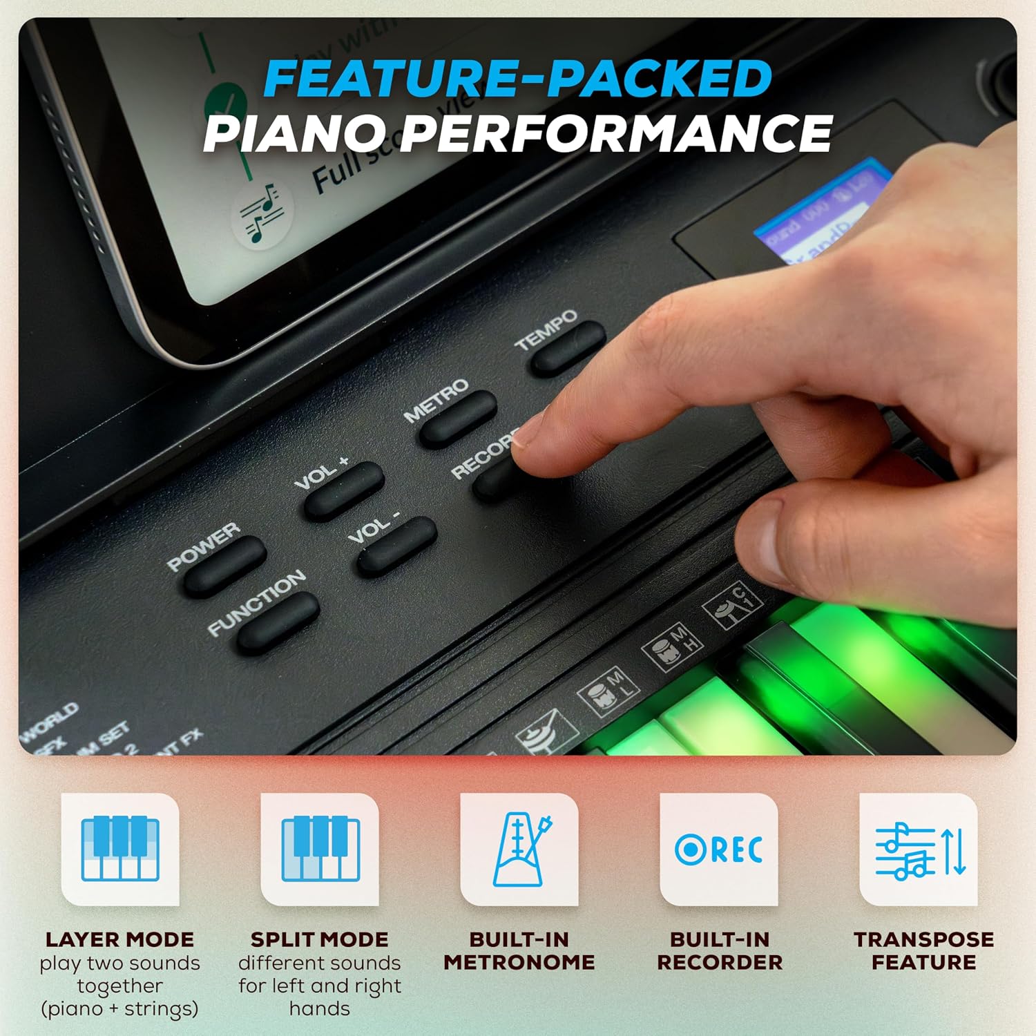 Detalle de Alesis TEACHERSCHCE61 Teacher's Choice 61-Key Keyboard Bundle with Light-Up Keys