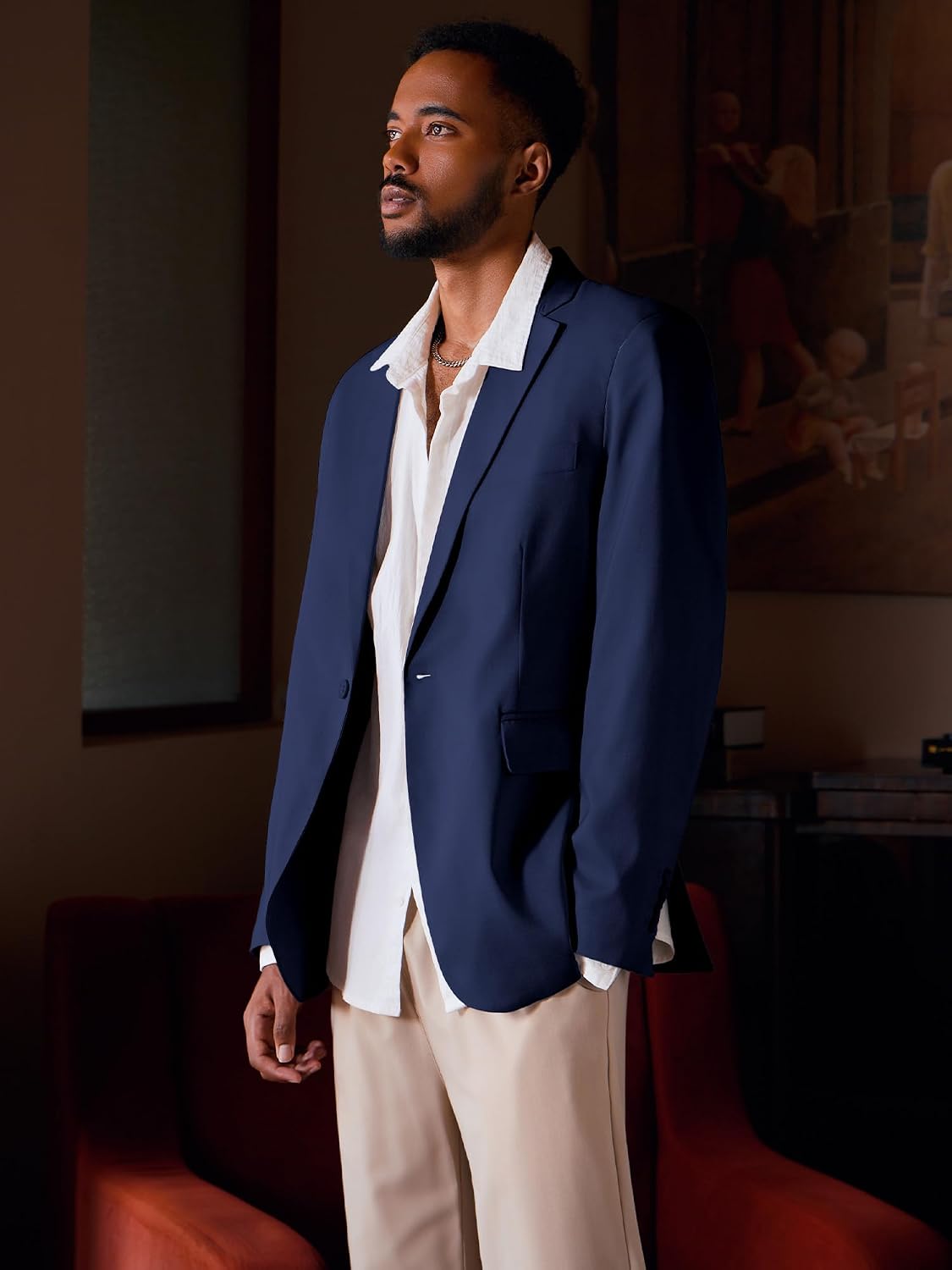 Detalle de MAGE MALE Men's Blazer, Polyester-Spandex Blend