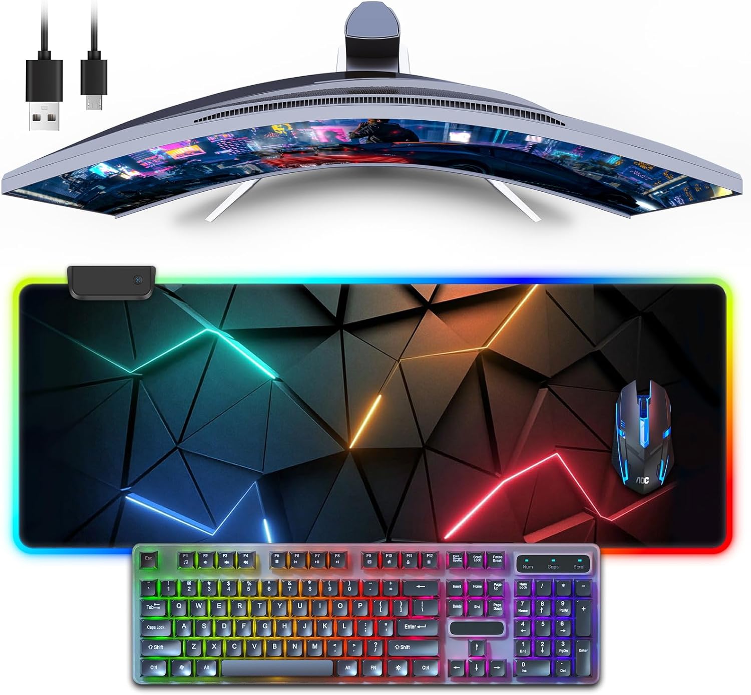 Detalle de RGB Mouse Mat: Large 80x30 cm LED Gaming Mouse Pad with 13 Light Modes
