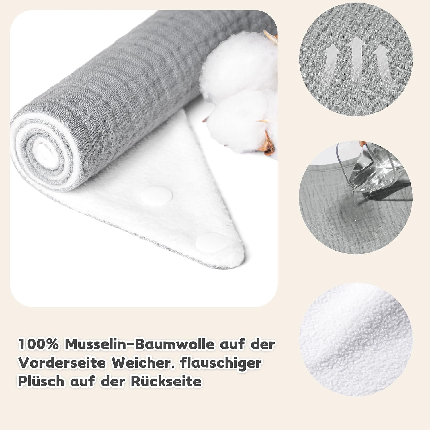 Thumbnail 2 de Susurration Baby Dreieckstuch Lätzchen mit 2 Druckknöpfen