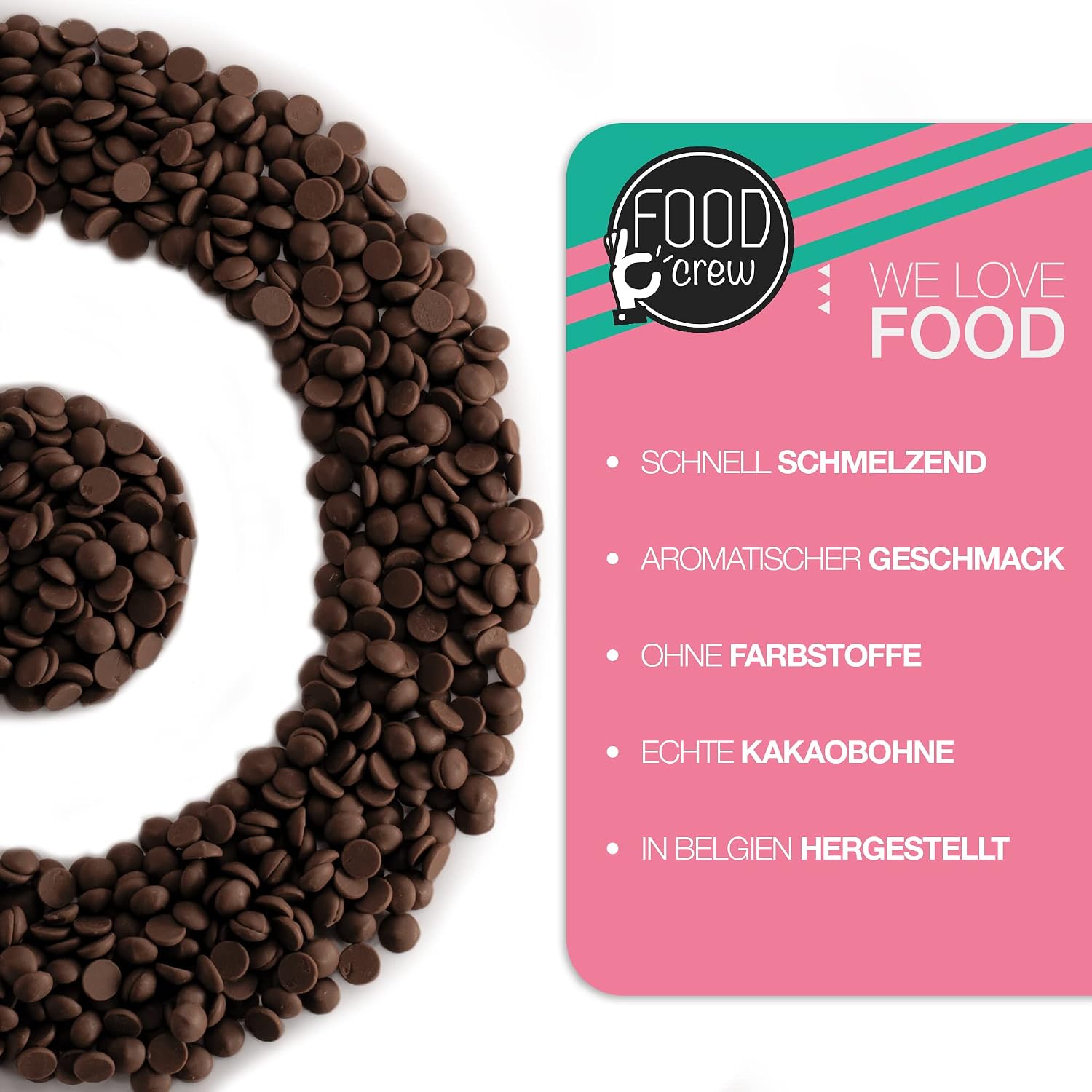Detalle de FOOD crew Fondue-Schokolade Zartbitter, belgische Schokolade zum Schmelzen – 10 Portionsbeutel à 90 g