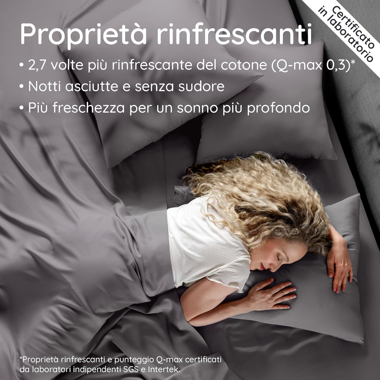 Detalle 2 de Bambaw Federe in bambù 50x70 cm (confezione da 2) anallergiche e antiacaro, grigio scuro