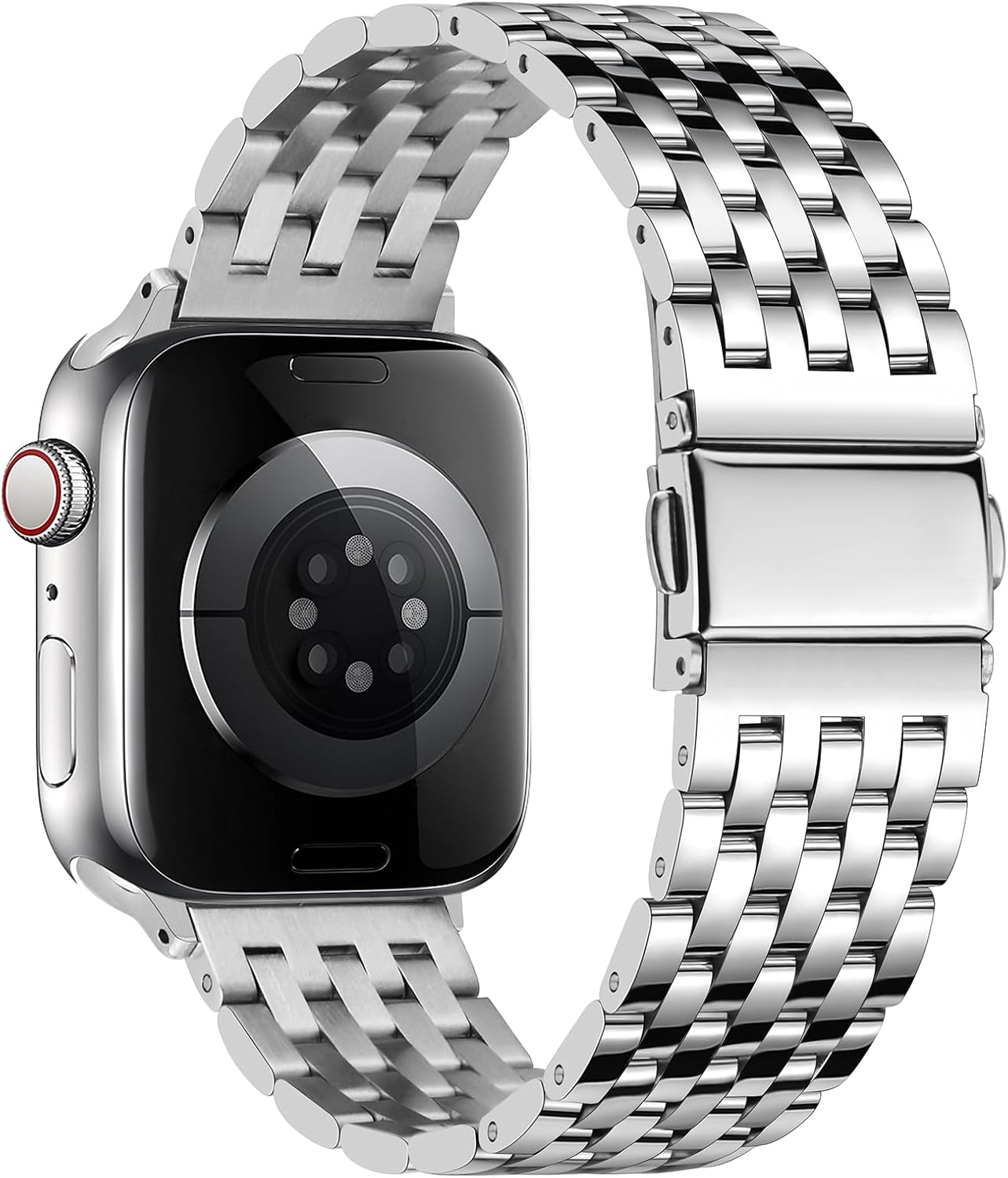 Detalle de Tasikar stainless steel metal watch strap for Apple Watch (42mm/41mm/40mm/38mm) – Silver