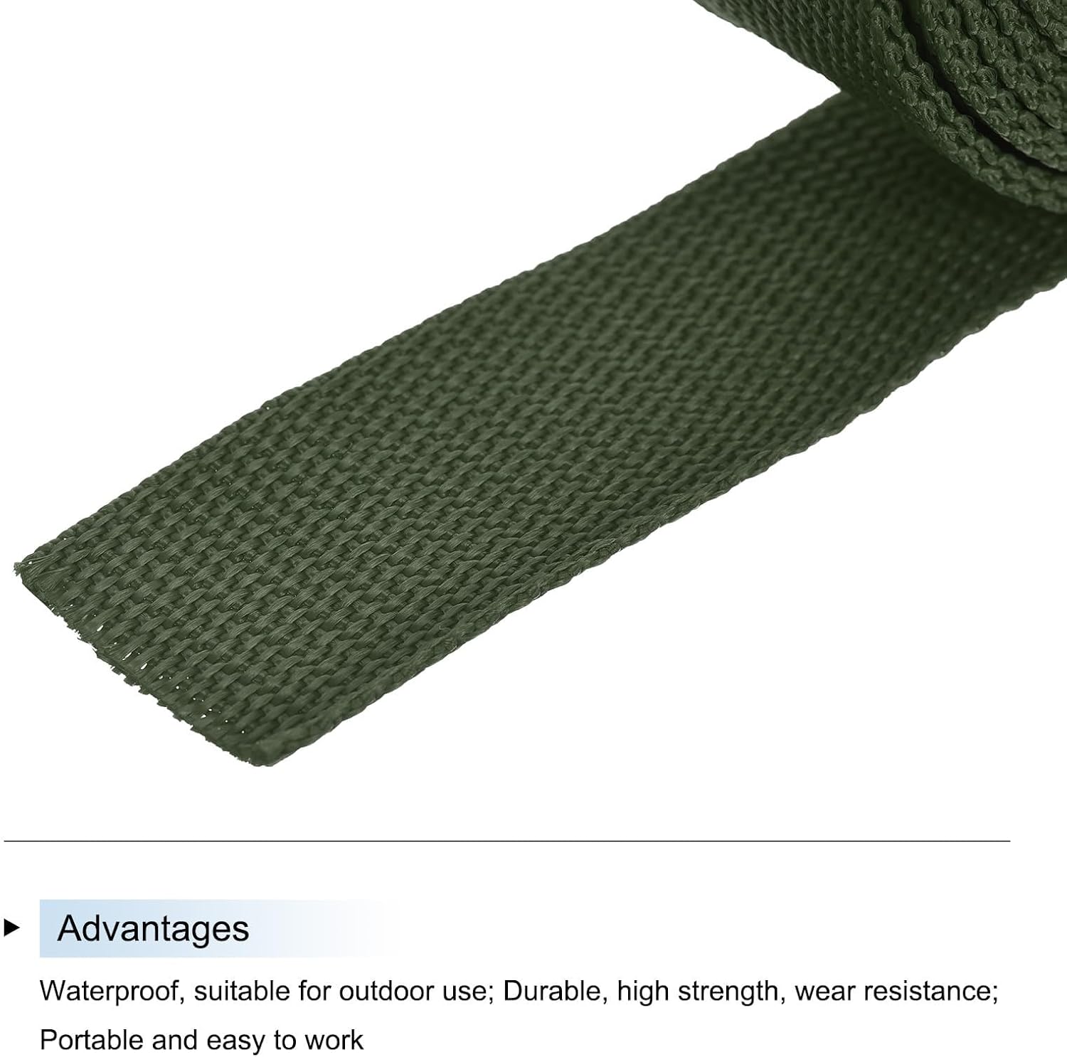 Detalle de TOP-VIGOR 0.8 inch x 10 Yards Lightweight Flat Polypropylene Webbing Strap in Army Green