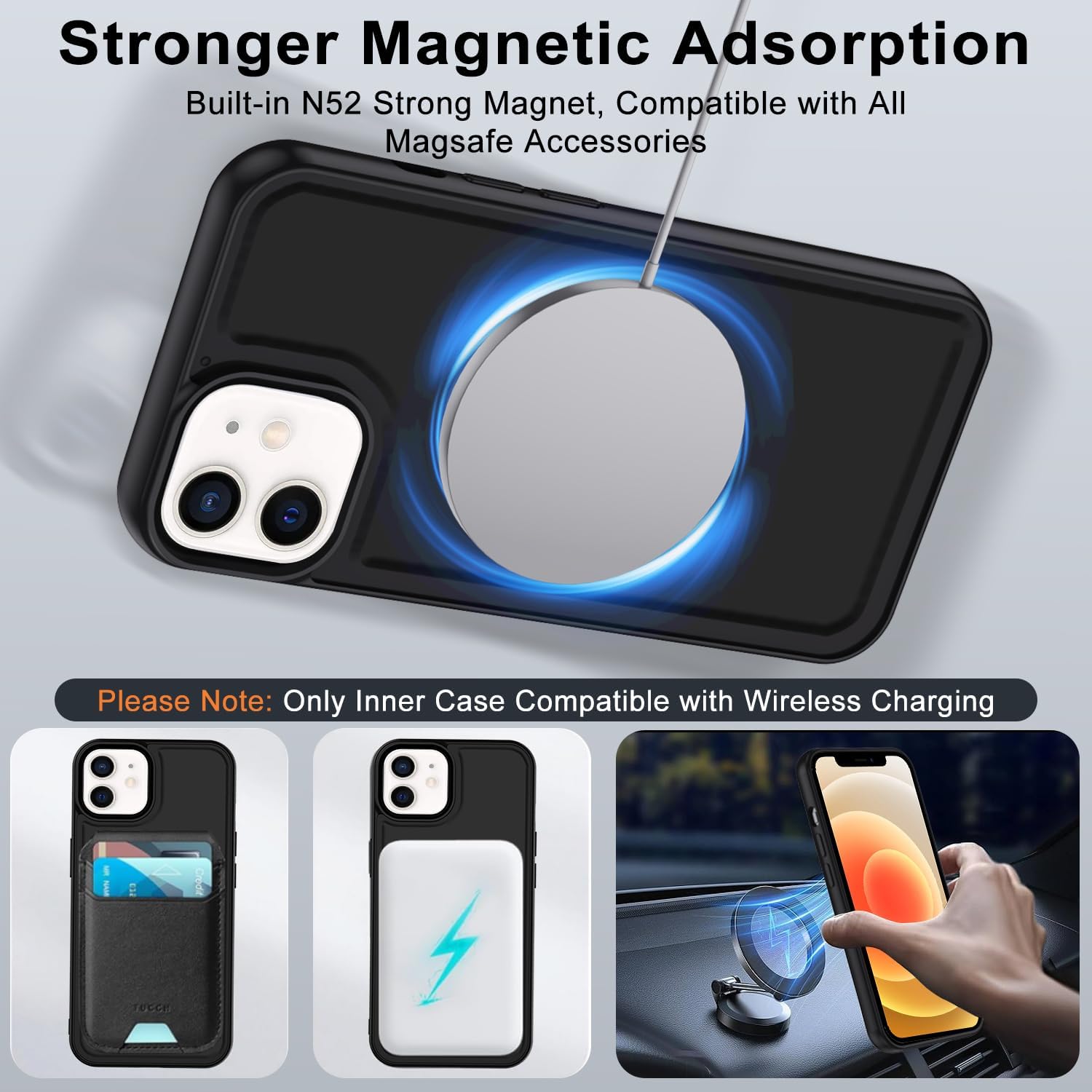 Detalle de XTCASE Magnétique Coque pour iPhone 12/12 Pro — Étui 2 en 1 PU premium avec rabat et porte-cartes