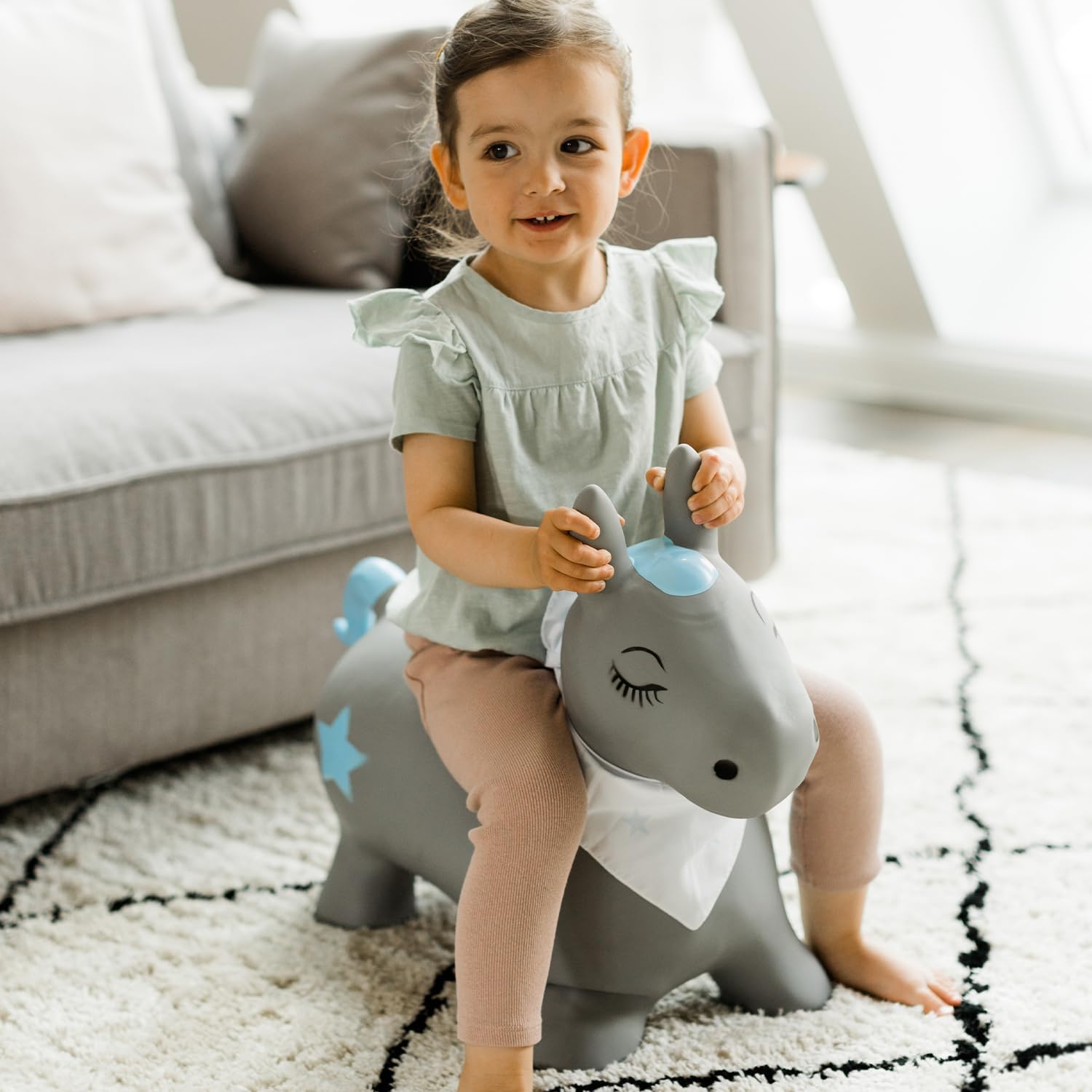 Thumbnail 1 de Kindsgut Animal Sauteur pour Enfants – Cheval gonflable avec pompe incluse, couleurs discrètes et finitions soignées
