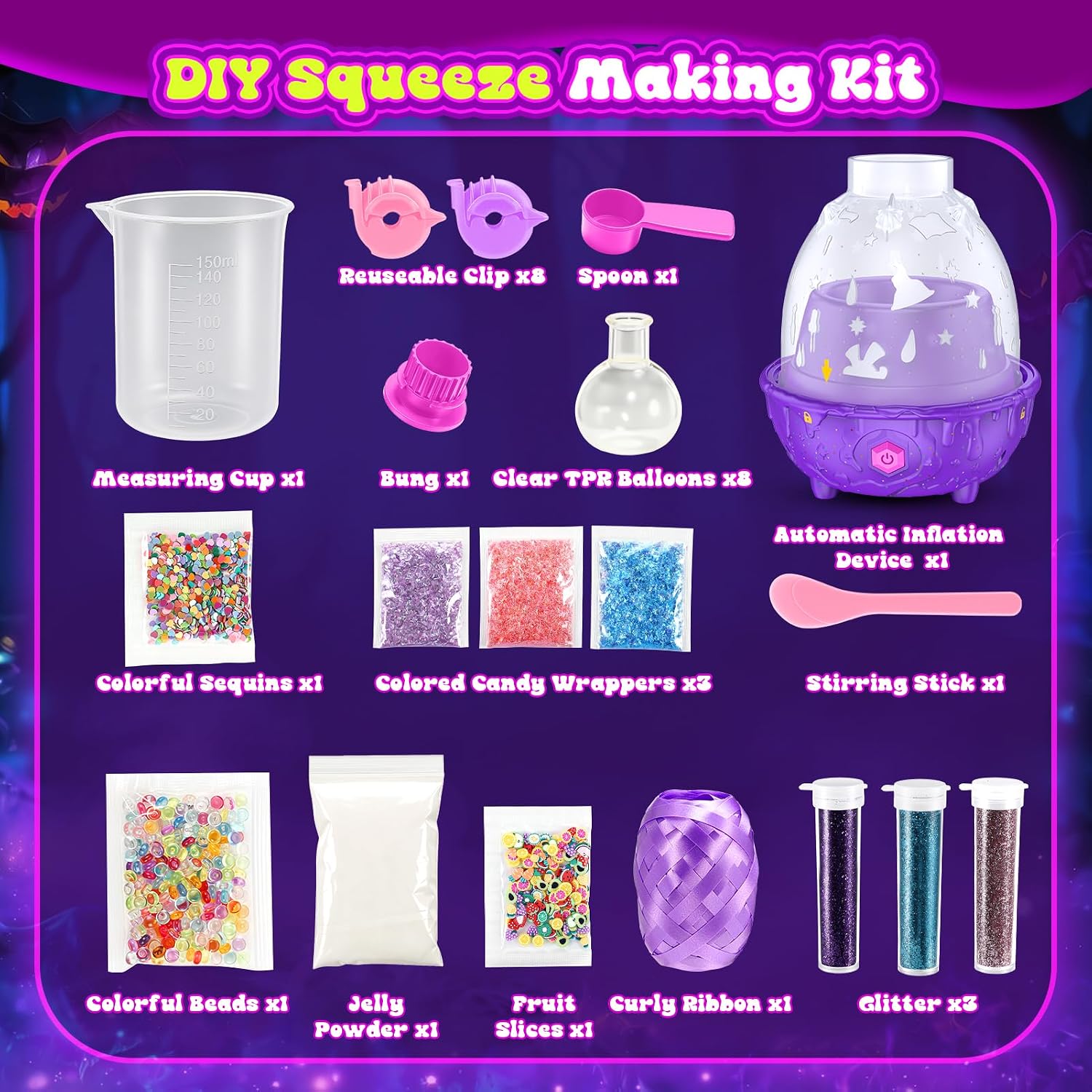 Detalle de HCHILDHOOD DIY Squishy Making Kit with Auto-Inflation, 8 Balloons and Reusable Clips